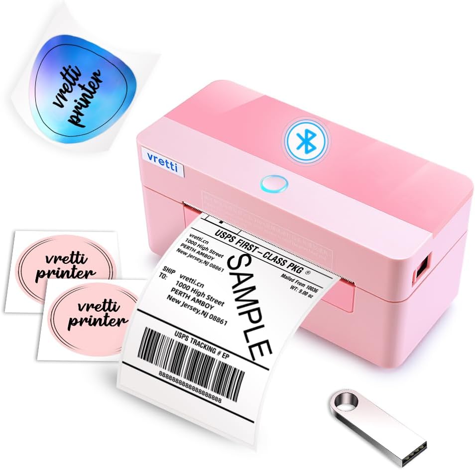 vretti Shipping Label Printer Bluetooth,Thermal Label Printer 4x6 Label Printer...