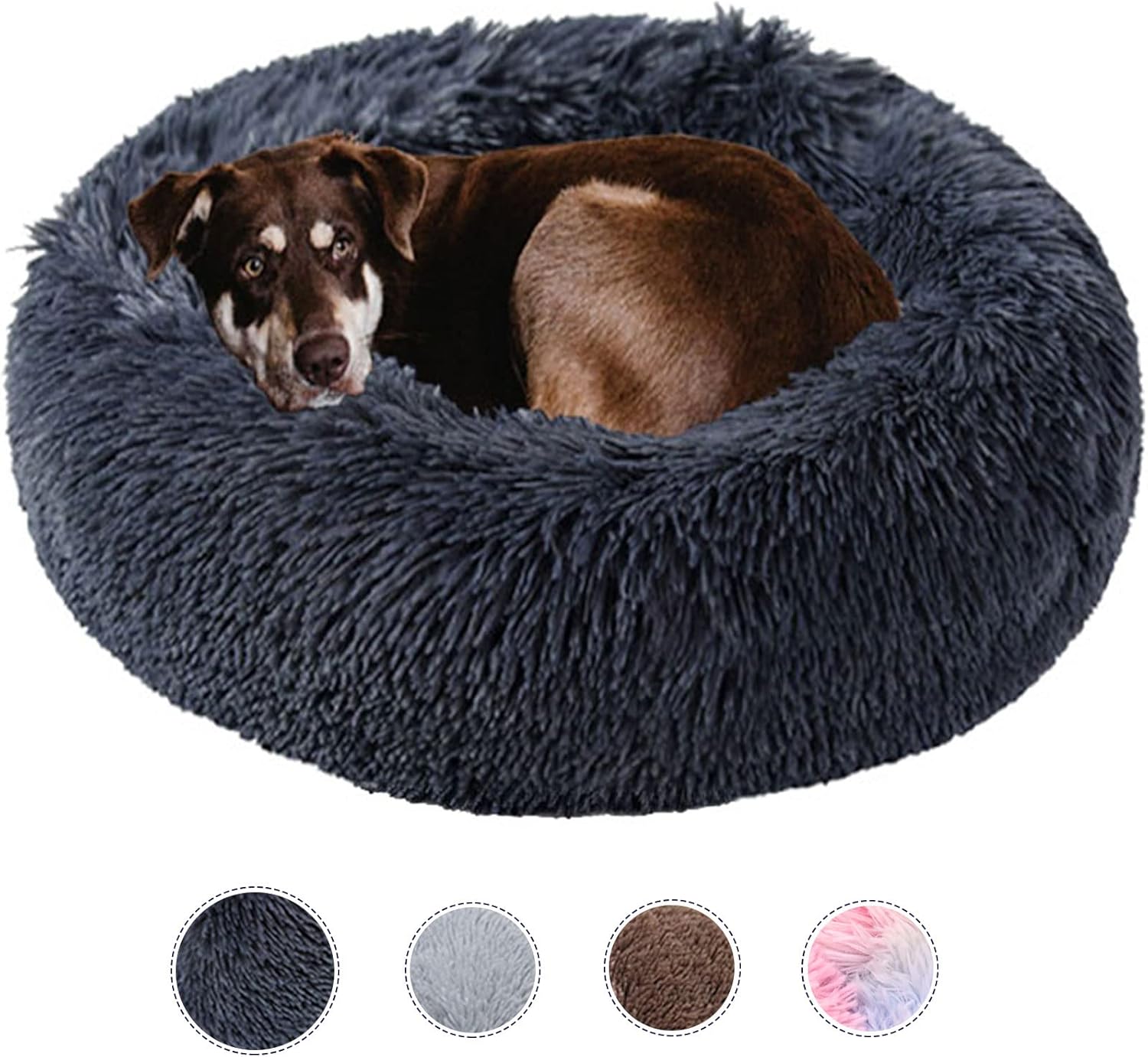 Dog Bed Calming Dog Beds for Small Medium Large Dogs - Round Donut Washable Dog...