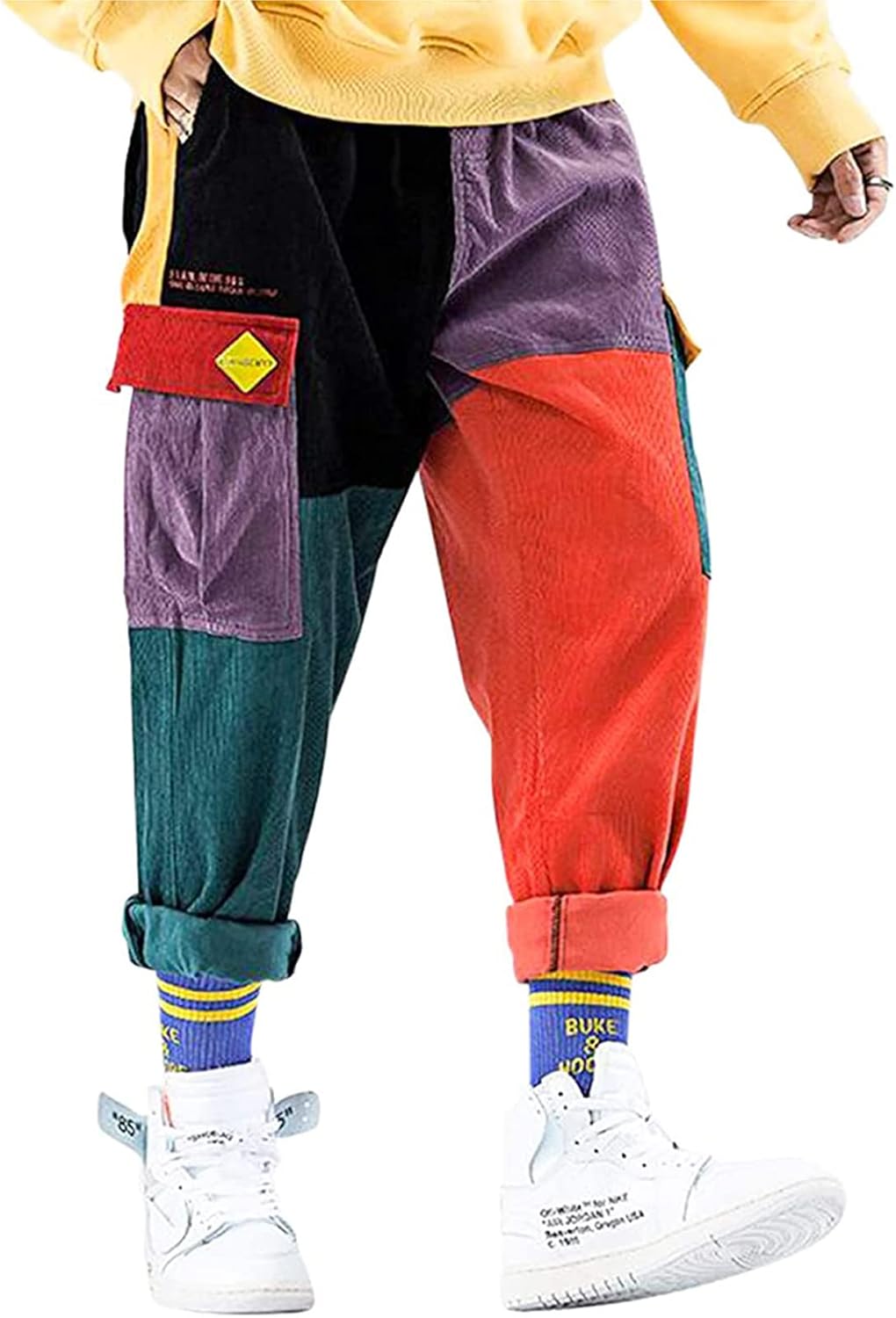 Aelfric Eden Mens Cargo Pants Patchwork Multi-Pockets Outdoor Fashion Casual Jog...