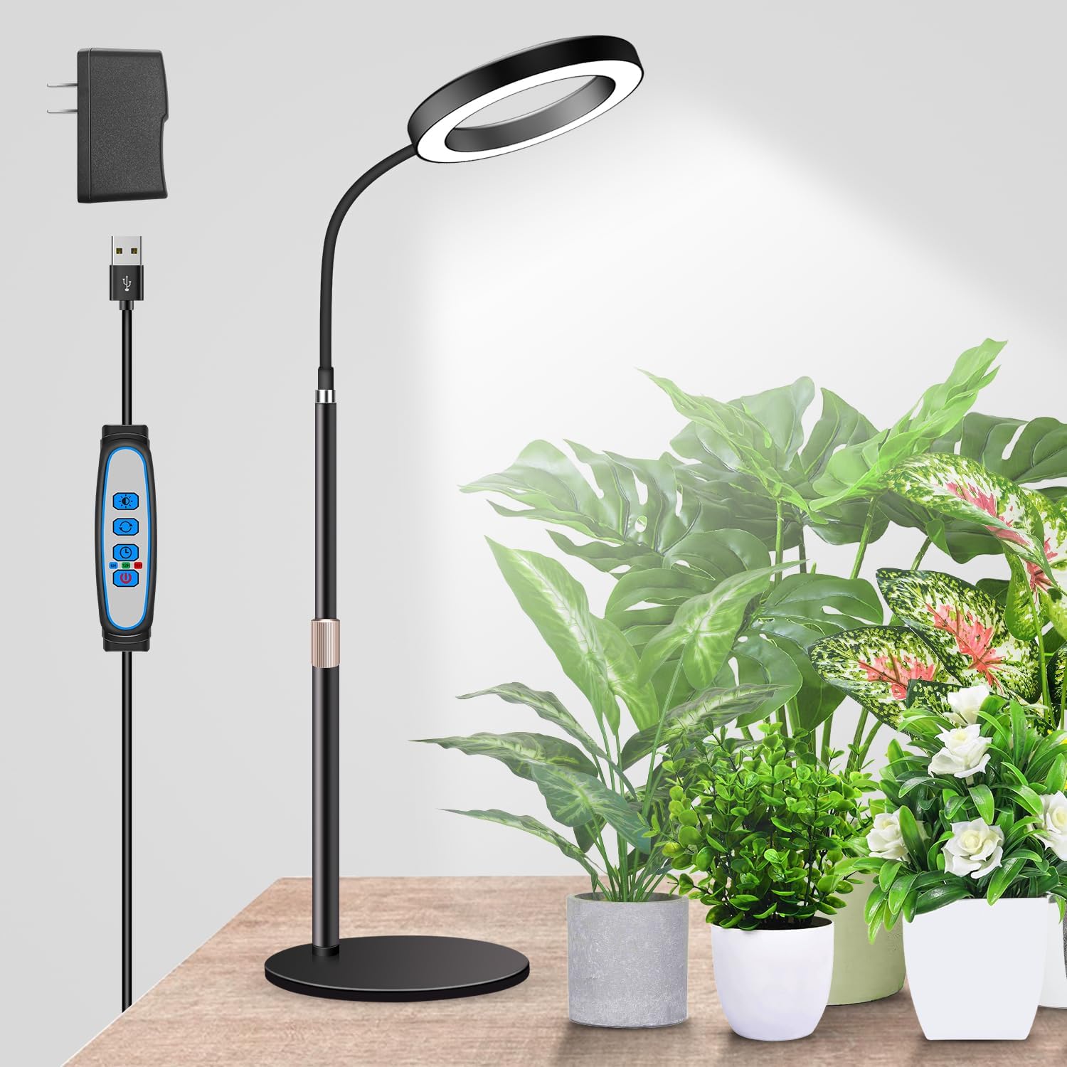 Garpsen Grow Lights for Indoor Plants, 80 LEDs Full Spectrum Desk Plant Light wi...