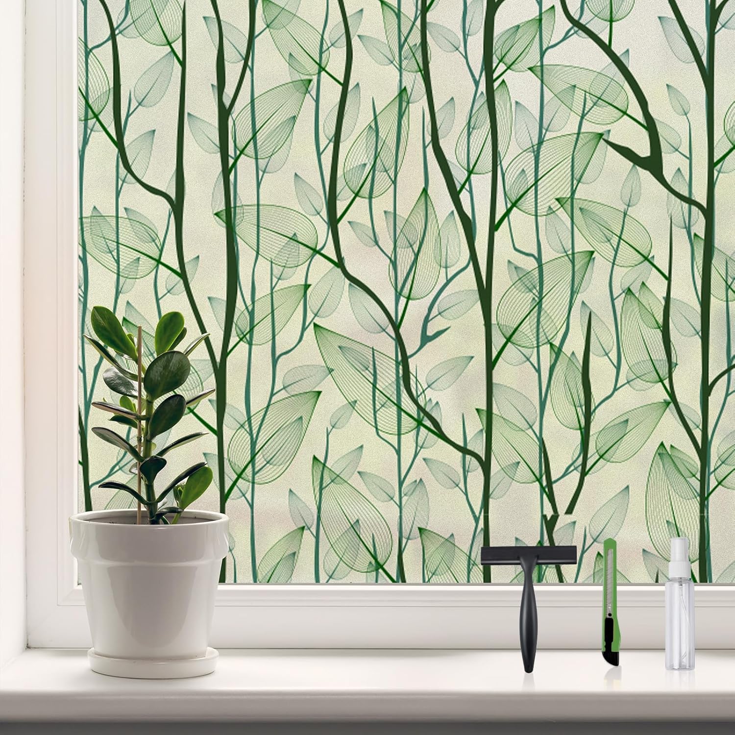 DKTIE Window Film Privacy with Installation Tools, Decorative Stained Glass Wind...
