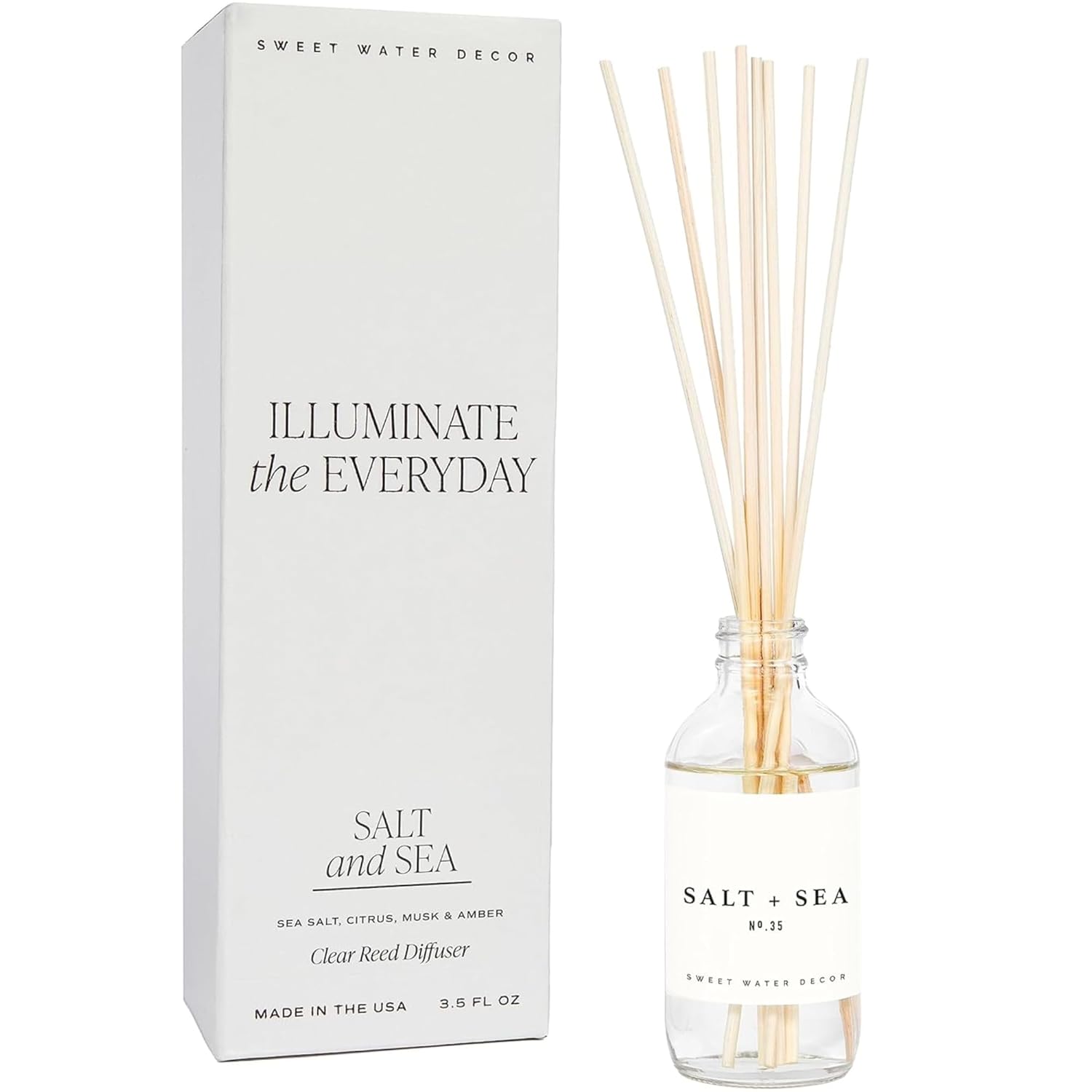 Sweet Water Decor Salt & Sea Reed Diffuser Set - Sea Salt Citrus & Musk Amber Sc...