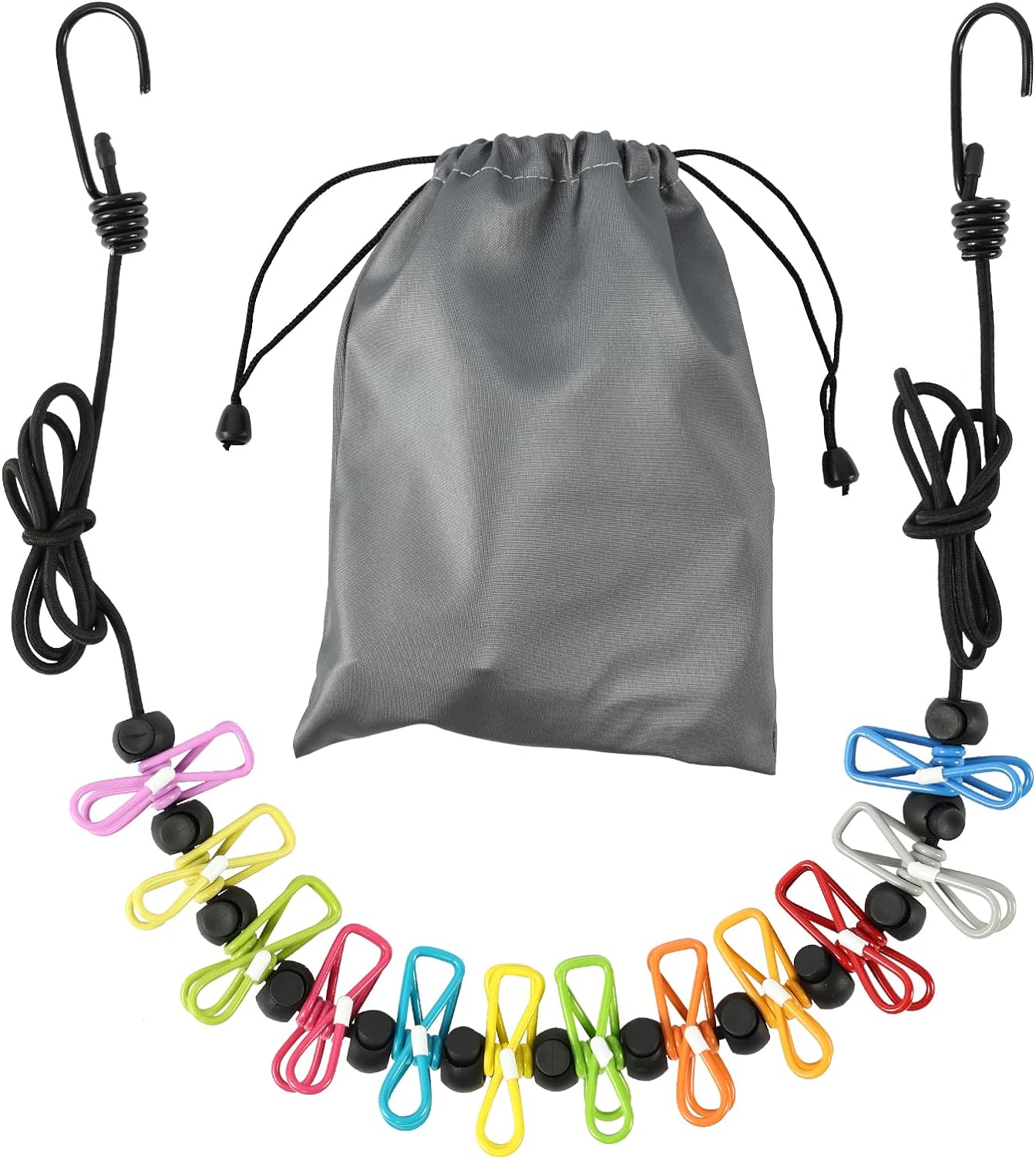 Retractable Portable Clothesline for Travel，Clothing line with 12 Clothes Clips...