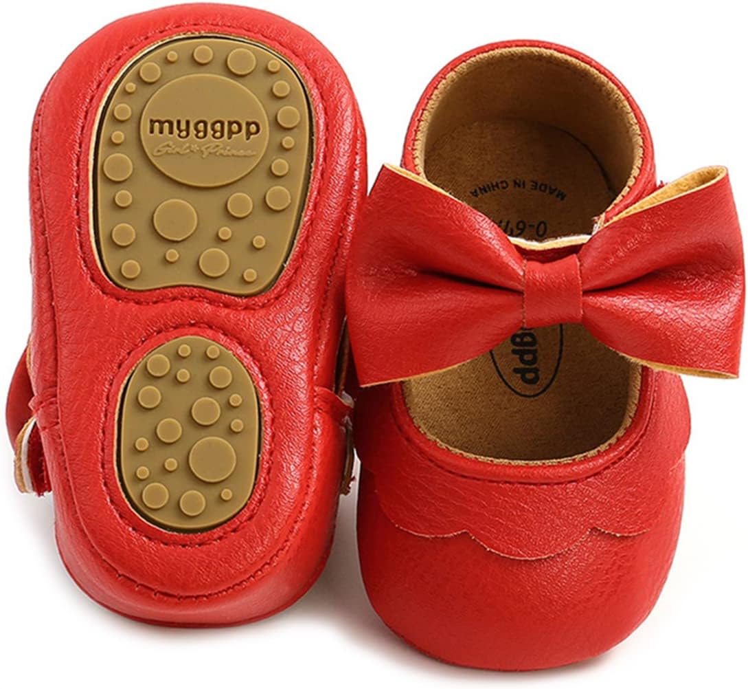 LAFEGEN Baby Girls Mary Jane Flats with Bownot Non Slip Soft Sole PU Leather New...