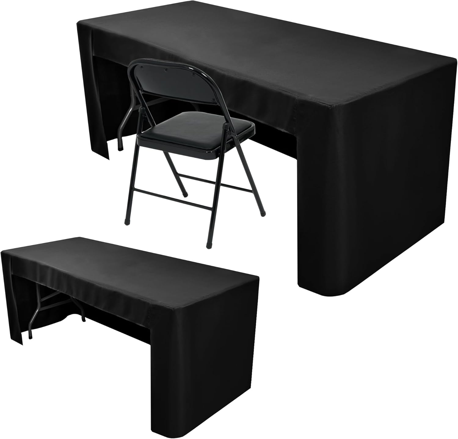 Nasitos 2 Pack Black Tablecloth 6 Foot-Open Back Fitted Tablecloth Rectangle Tab...