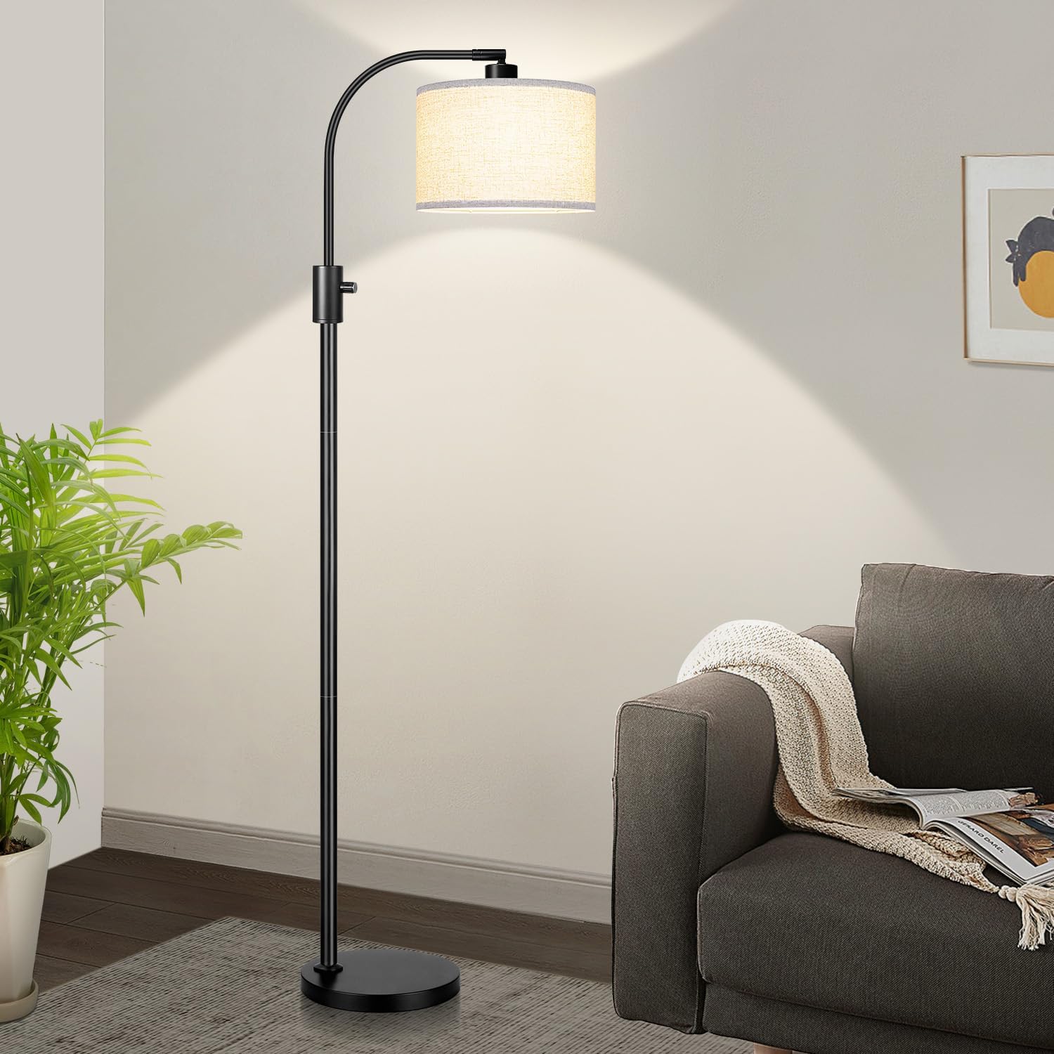 【Upgraded】 Dimmable Floor Lamp, 1200 Lumens LED Edison Bulb Included, Arc Floo...