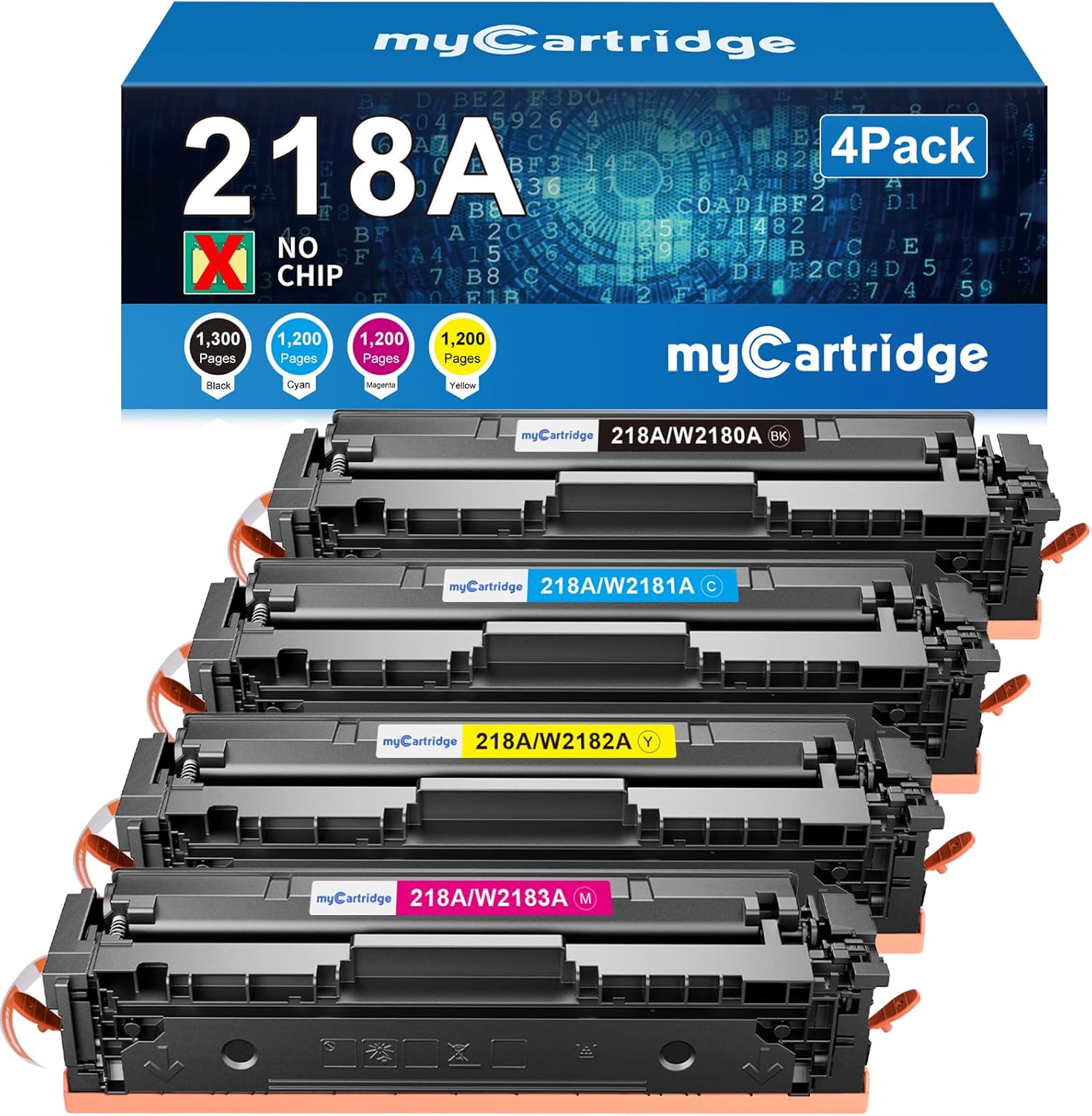 218A Toner Cartridges 4 Pack (No Chip) Compatible Replacement for HP 218A 218X f...