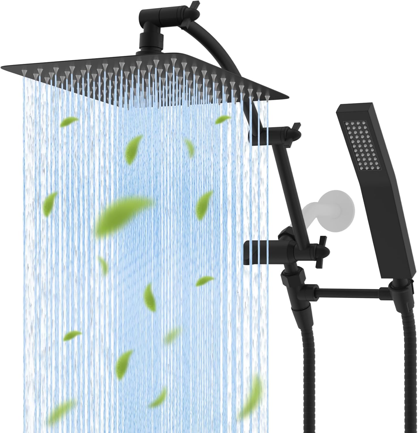 Hibbent All Metal 10'' Rainfall Shower Head, Square Shower Head Combo, High Pres...