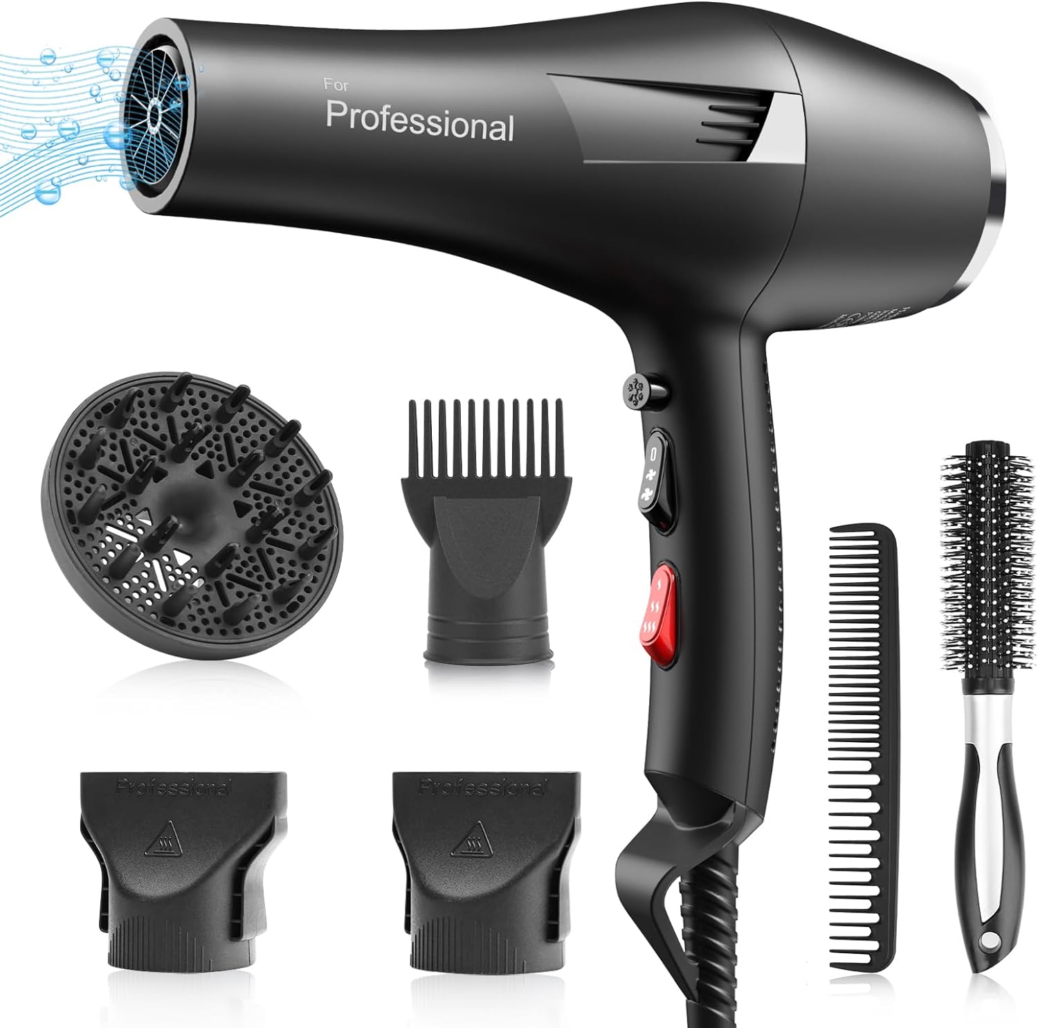 Ionic Salon Hair Dryer, Professional Blow Dryer 2200W AC Motor Fast Drying with...