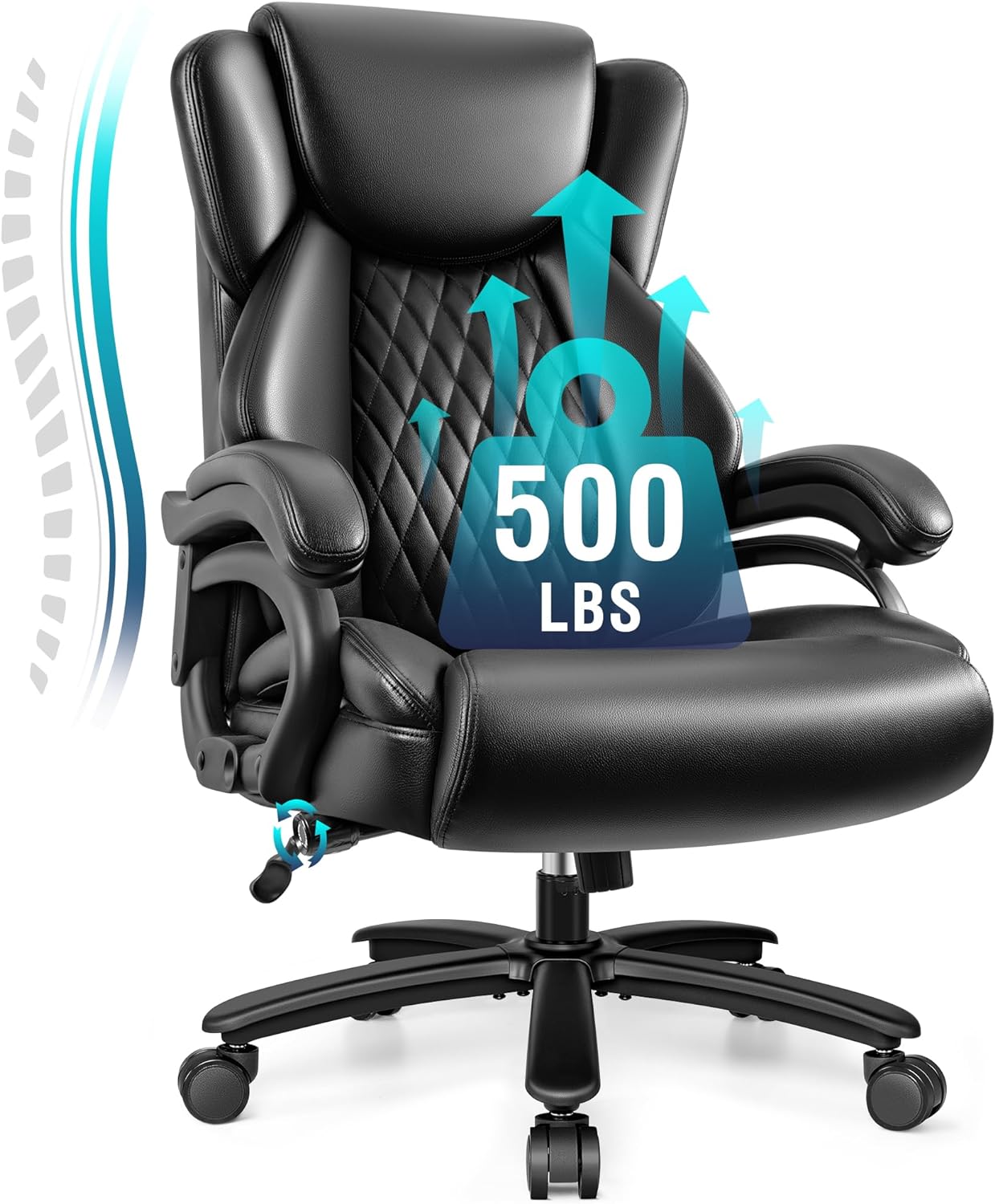 Big and Tall Office Chair 500lbs, Heavy Duty Executive Desk Chair with Adjustabl...
