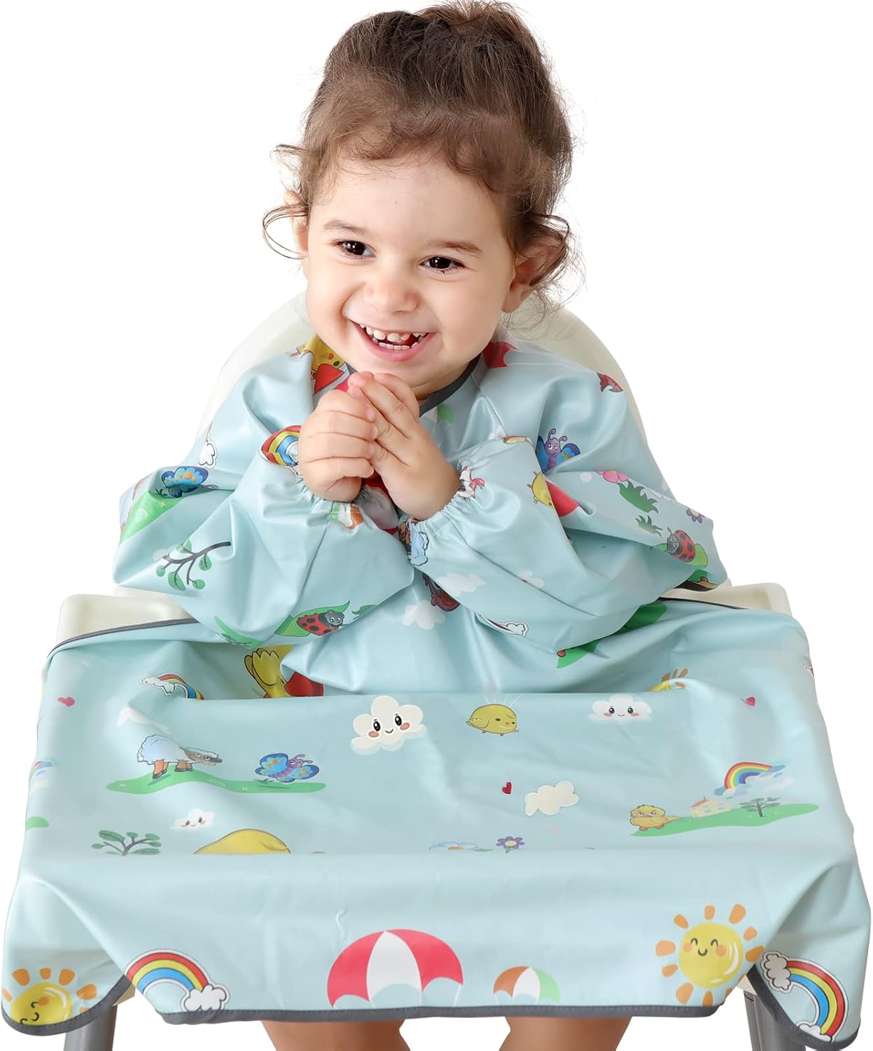 PewinGo Weaning Bib, Special Long Sleeves Bib Attaches and Fully Cover to Baby H...