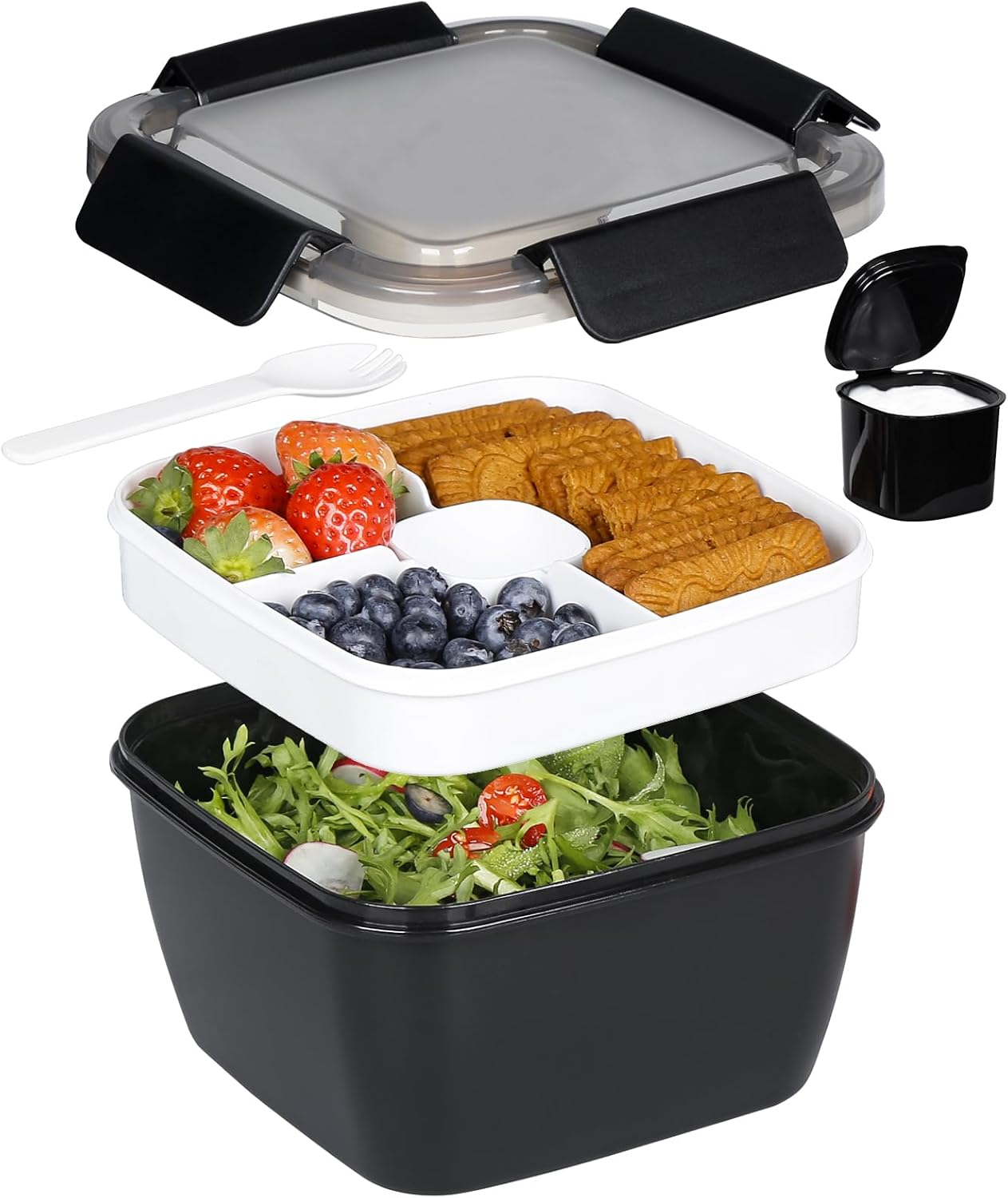 Greentainer Salad Container, Special Salad Bowl 52 OZ to Go, Innovative Lunch Co...