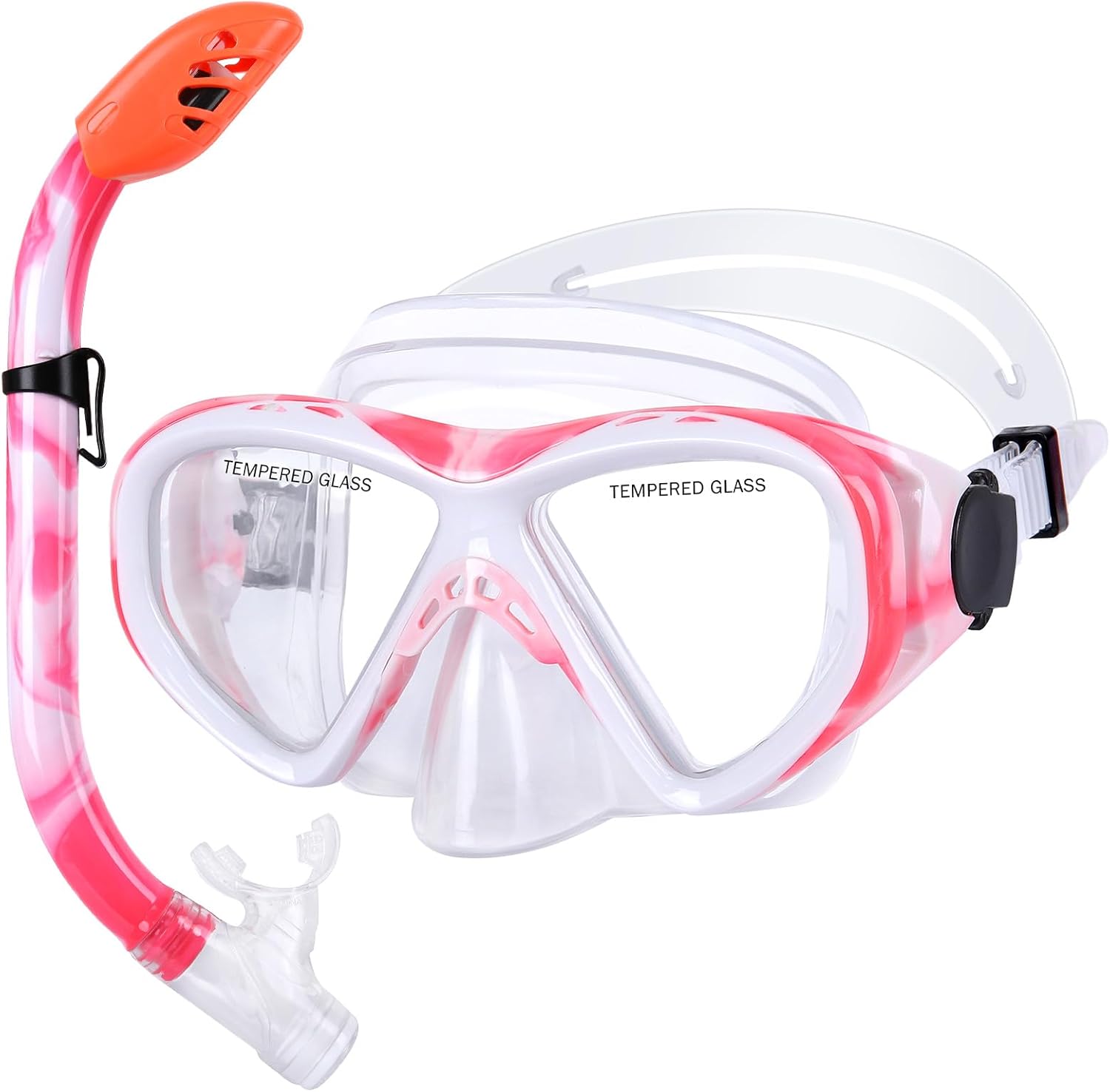 Kids Snorkel Set, Dry Top Snorkel Mask, Anti-Fog Tempered Glass Diving Mask Snor...
