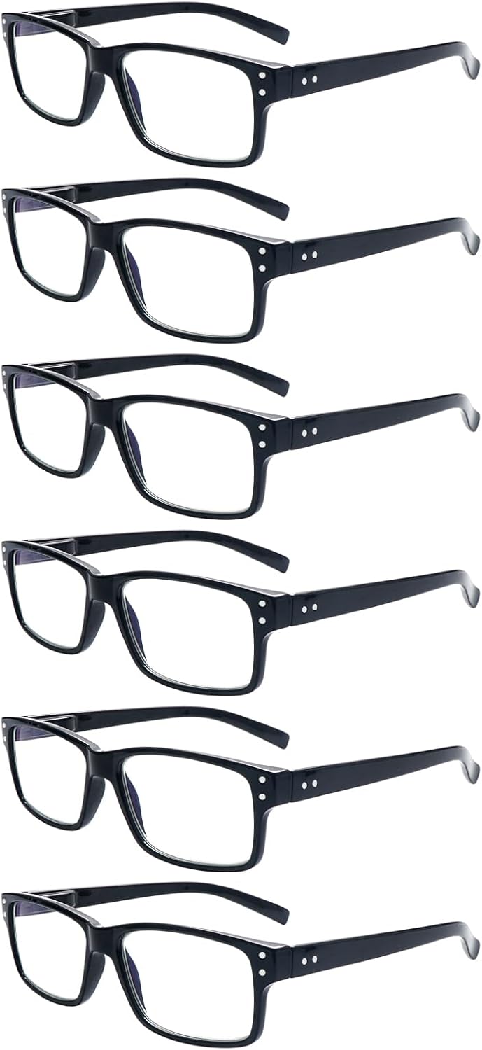 ZONLON 6 Pack Reading Glasses for Men Women Blue Light Blocking Lightweight Blac...
