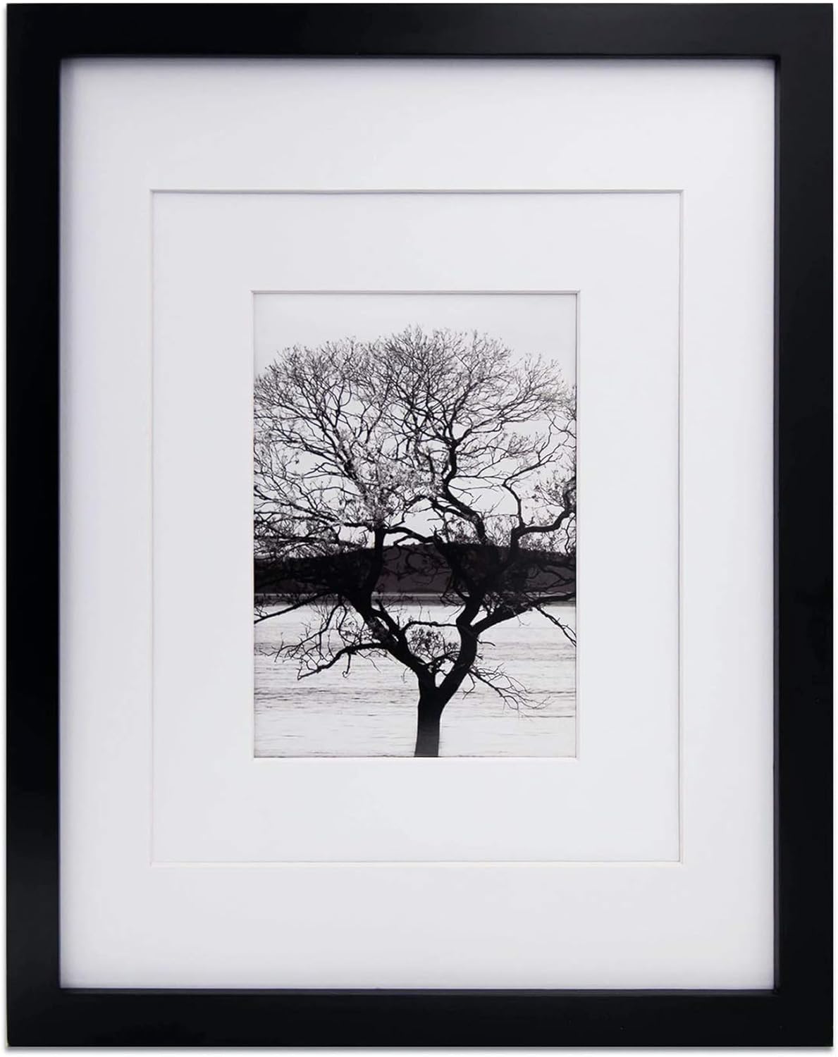Egofine 11x14 Picture Frame Black - Photo Frame Made of Solid Wood Covered by Pl...