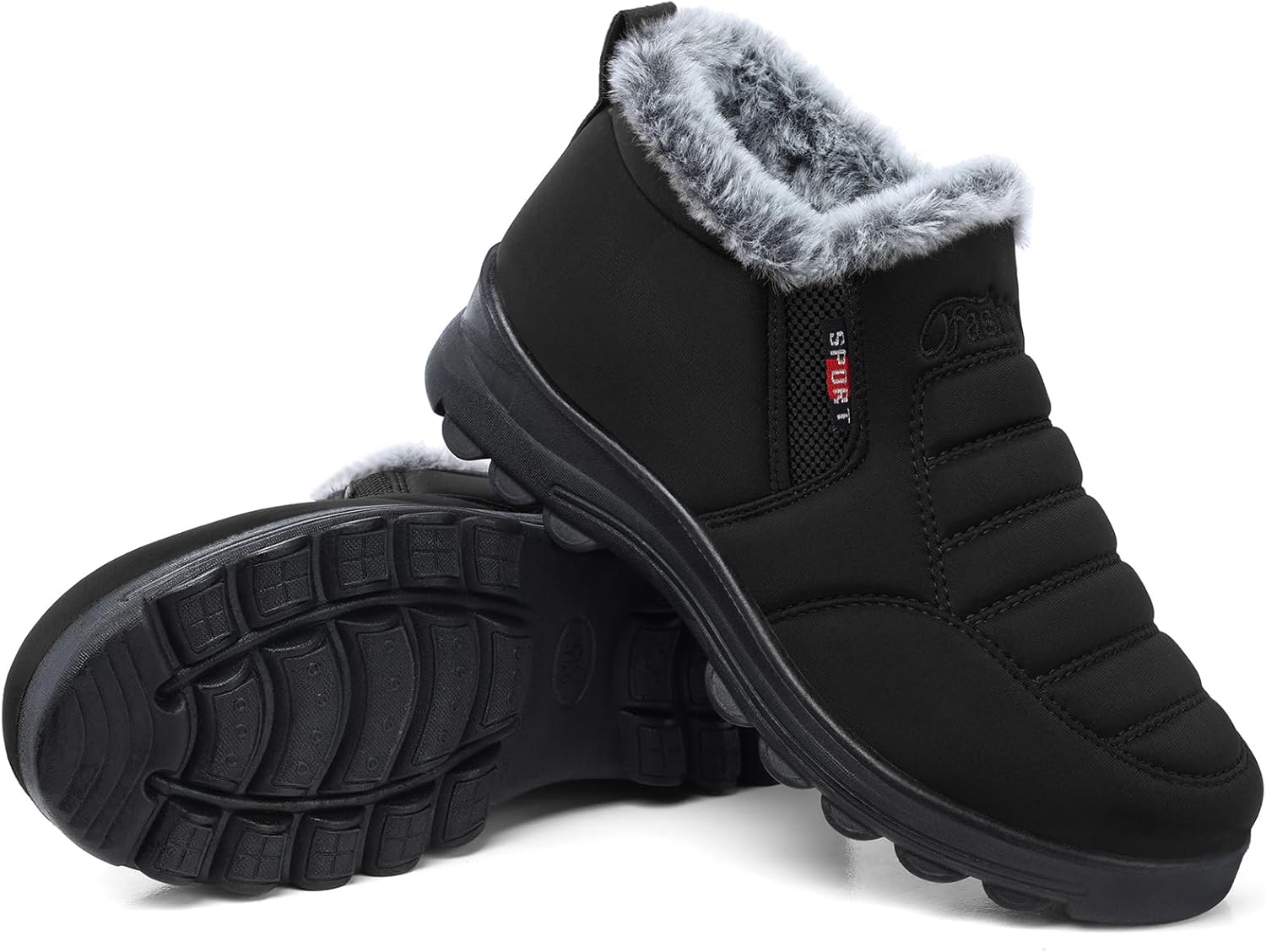 SHIBEVER Womens Snow Boots Ankle Booties Waterproof Winter Boots Synthetic Leath...
