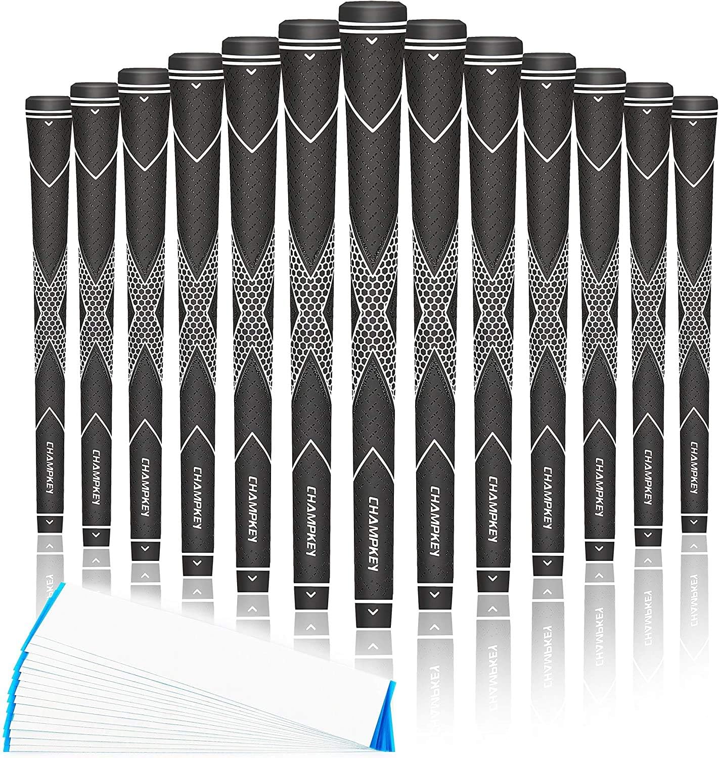 CHAMPKEY Premium Rubber Golf Grips 13 Pack | High Traction and Feedback Rubber G...