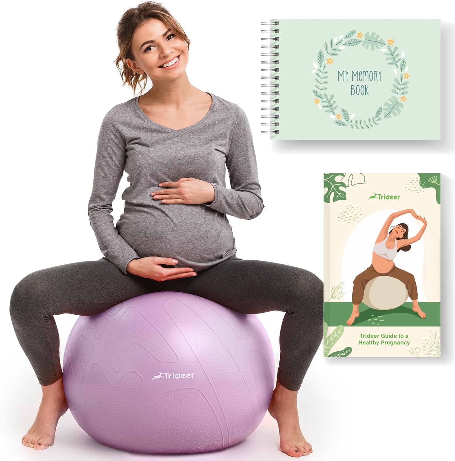 Trideer Pregnancy Ball Birthing Ball, 1.7mm Extra Thick Yoga Ball for Maternity,...