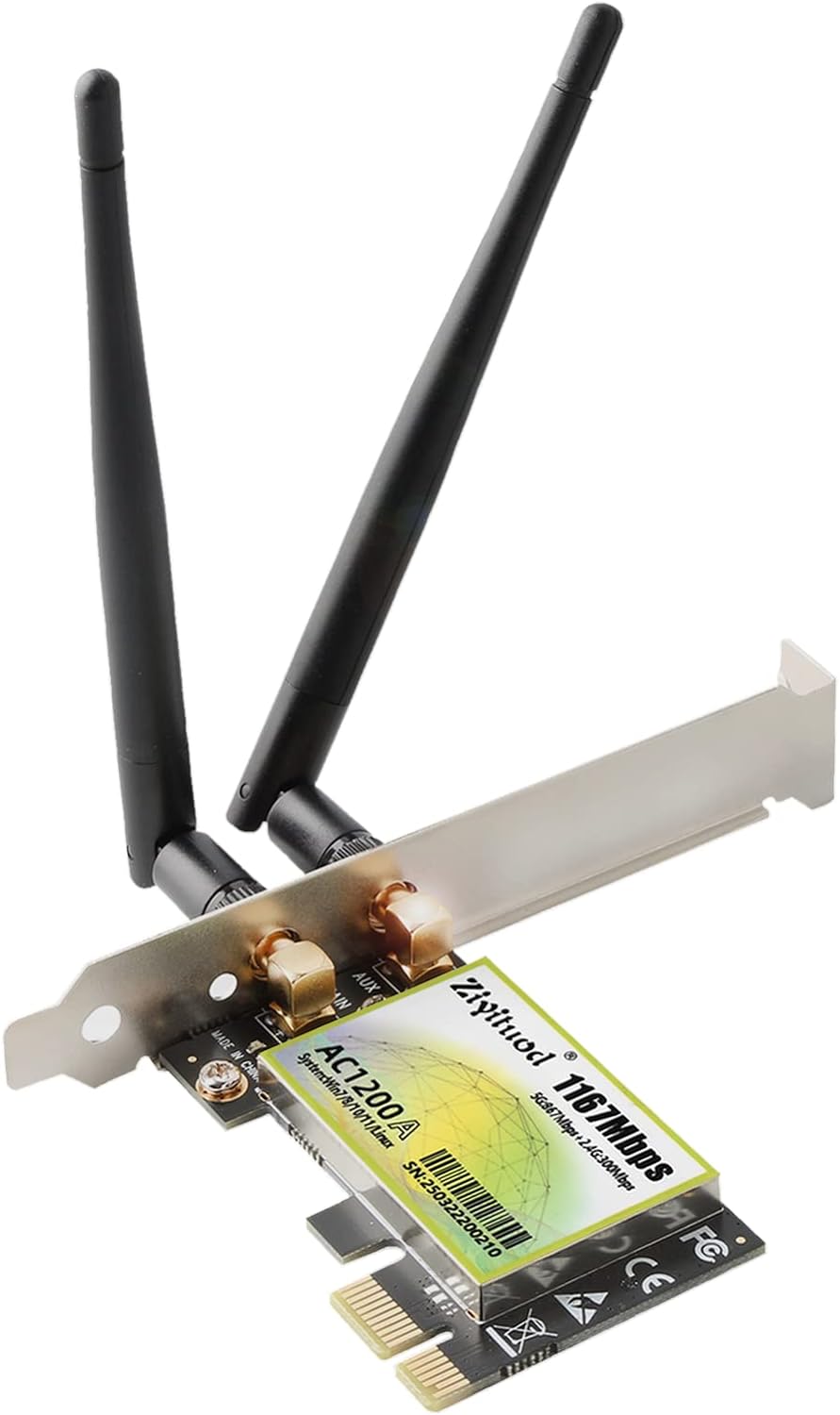 ZYT WiFi Card, AC 1200Mbps WiFi PCIe Network Card, 5GHz/2.4GHz Dual Band Wireles...