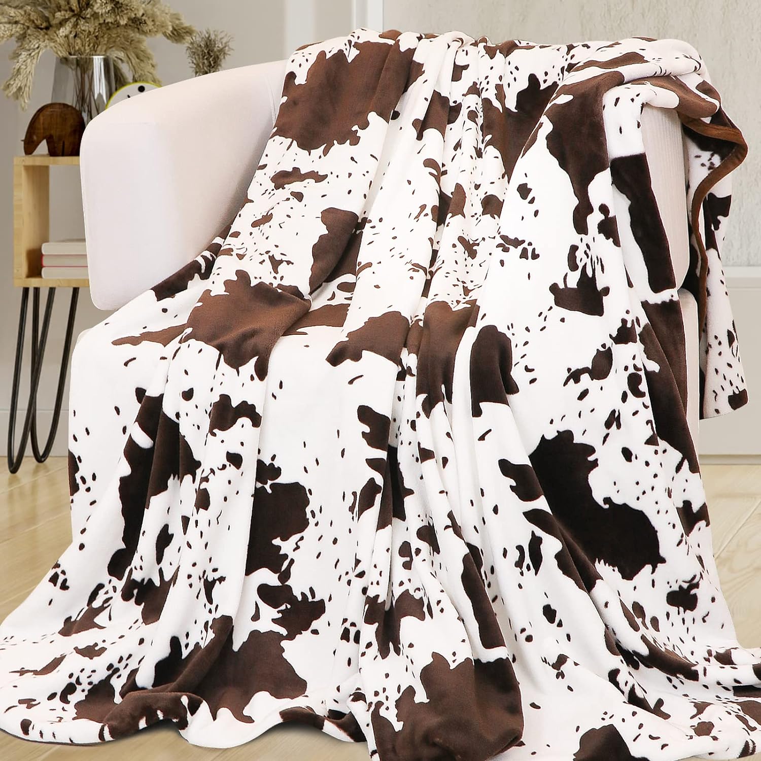 Cow Print Blanket Plush Flannel Fleece Throw Blanket Soft Warm Cow Blanket Light...