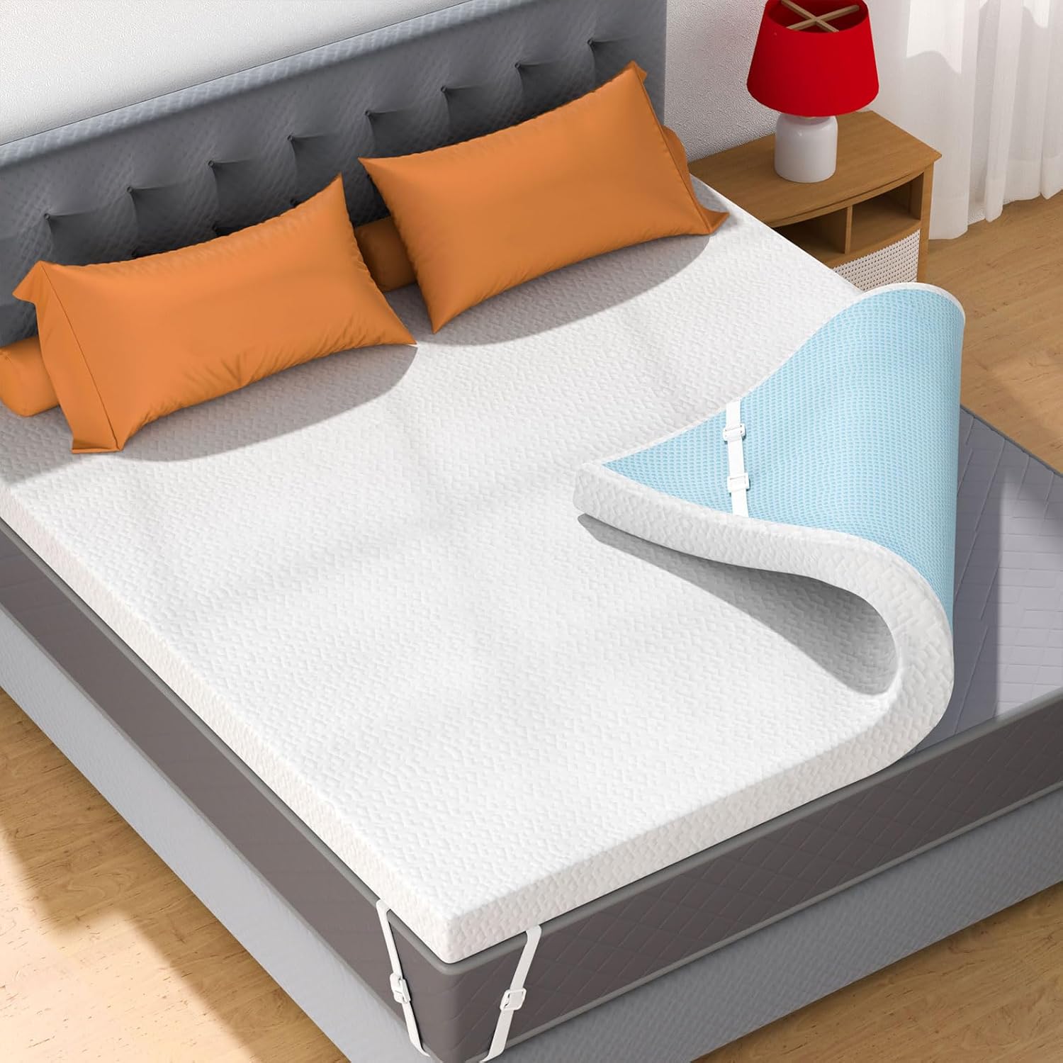 3 Inch Gel Memory Foam Mattress Topper King Size, High Density Ventilated Memory...