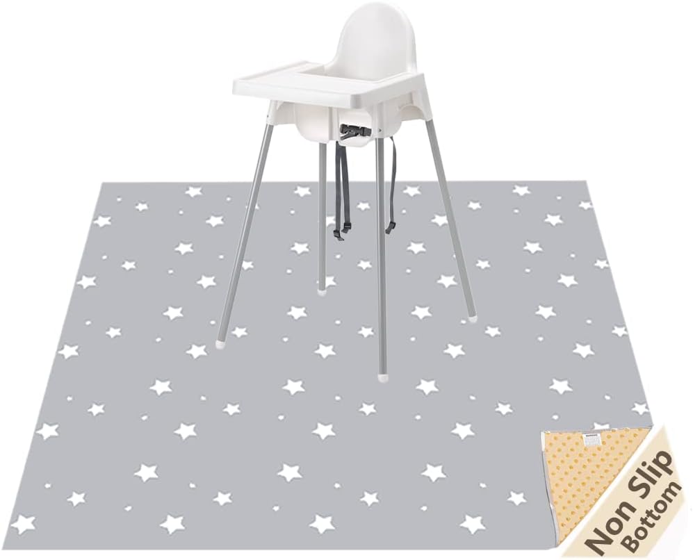 WOMUMON 51” Splat Mat for Under High Chair/Arts/Crafts, Washable Spill Mat Water...