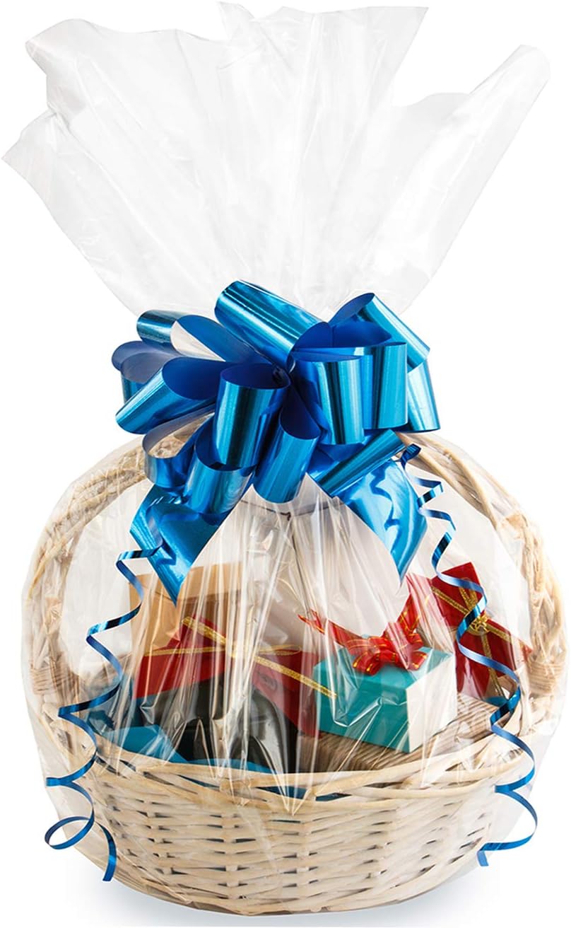 Morepack Large Cello/Cellophane Bags,30x 40 Inches Clear Basket Bags OPP Plastic...