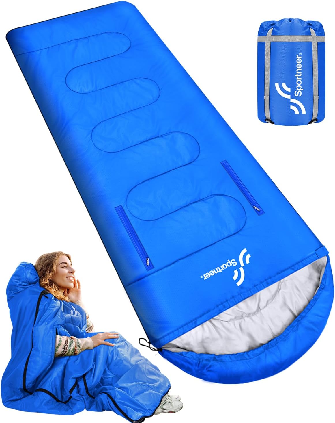Sportneer Sleeping Bag - Wearable for Adults & Kids with Arm Zipper Holes in Col...