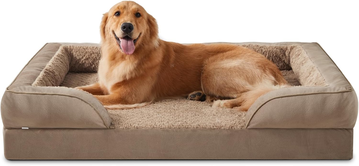 JOEJOY Extra Large Dog Bed, Orthopedic Memory Foam Dog Beds, Washable Dog Bed, B...