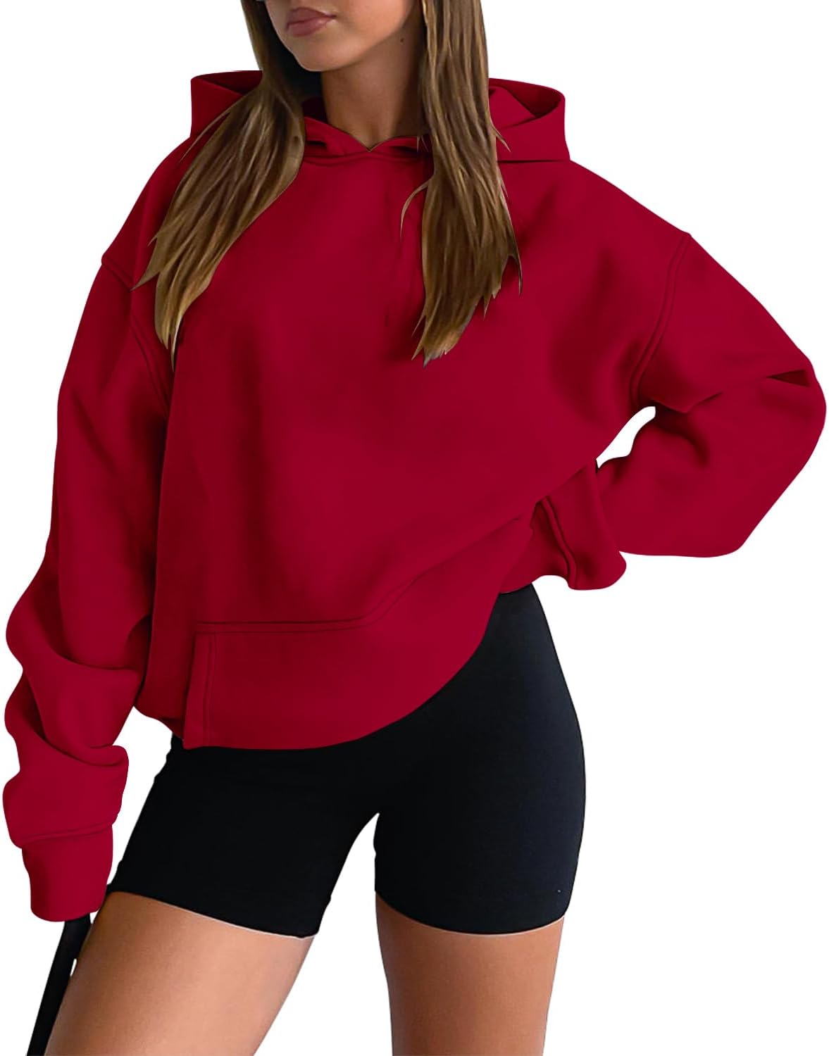 onlypuff Women Hoodies Casual Pullover Long Sleeve Sweatshirt Kangaroo Pocket Dr...