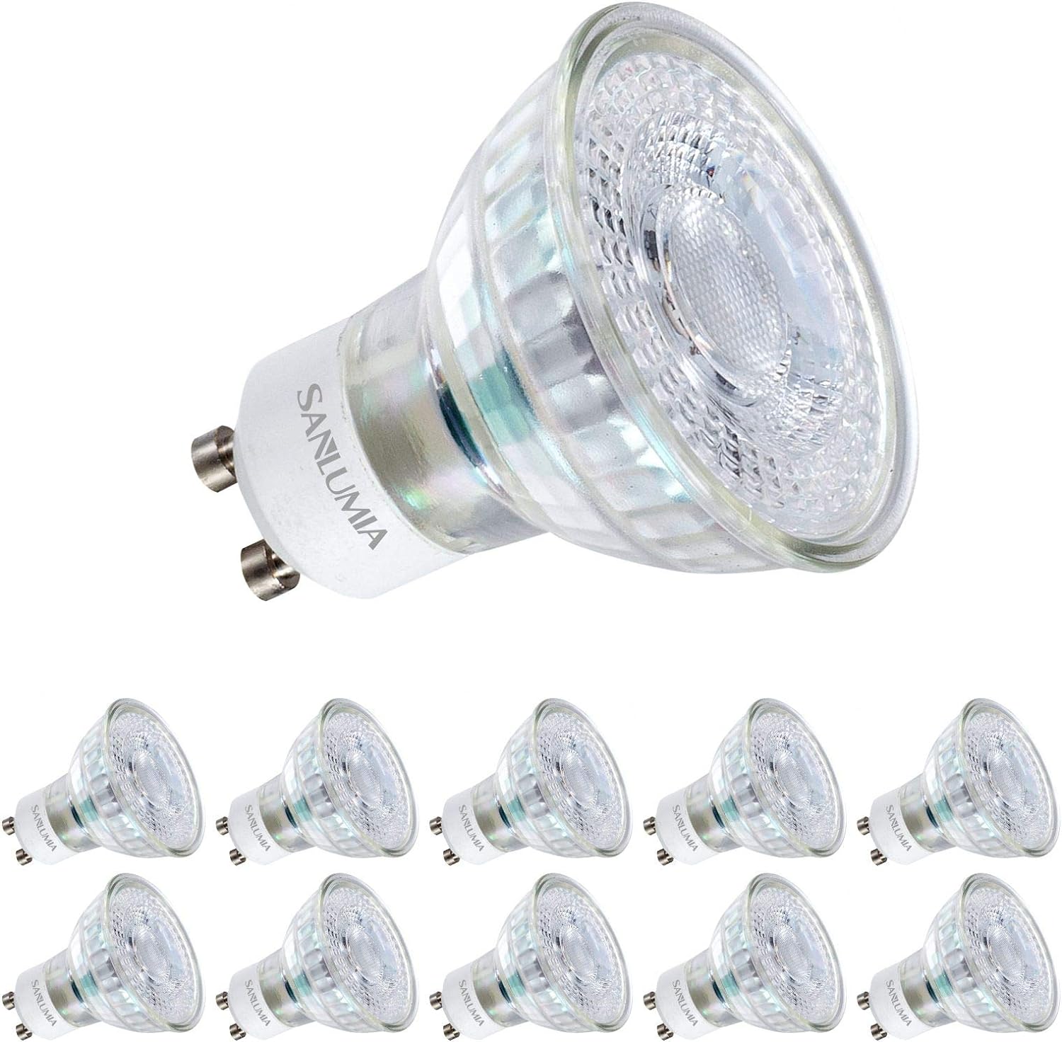 sanlumia 10X 5W GU10 LED Super Bright Spotlight Bulb 400lm 38 Beam Angle Non Dim...