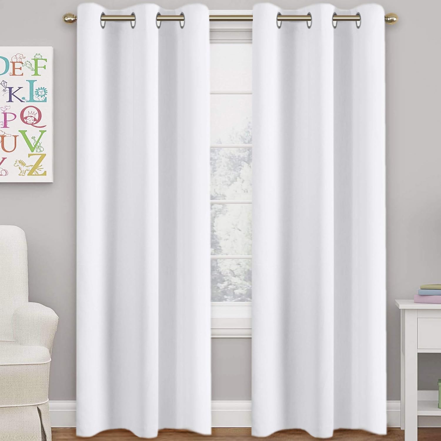 Turquoize White Curtains 84 Inches Long for Living Room Themal Insulated Window...