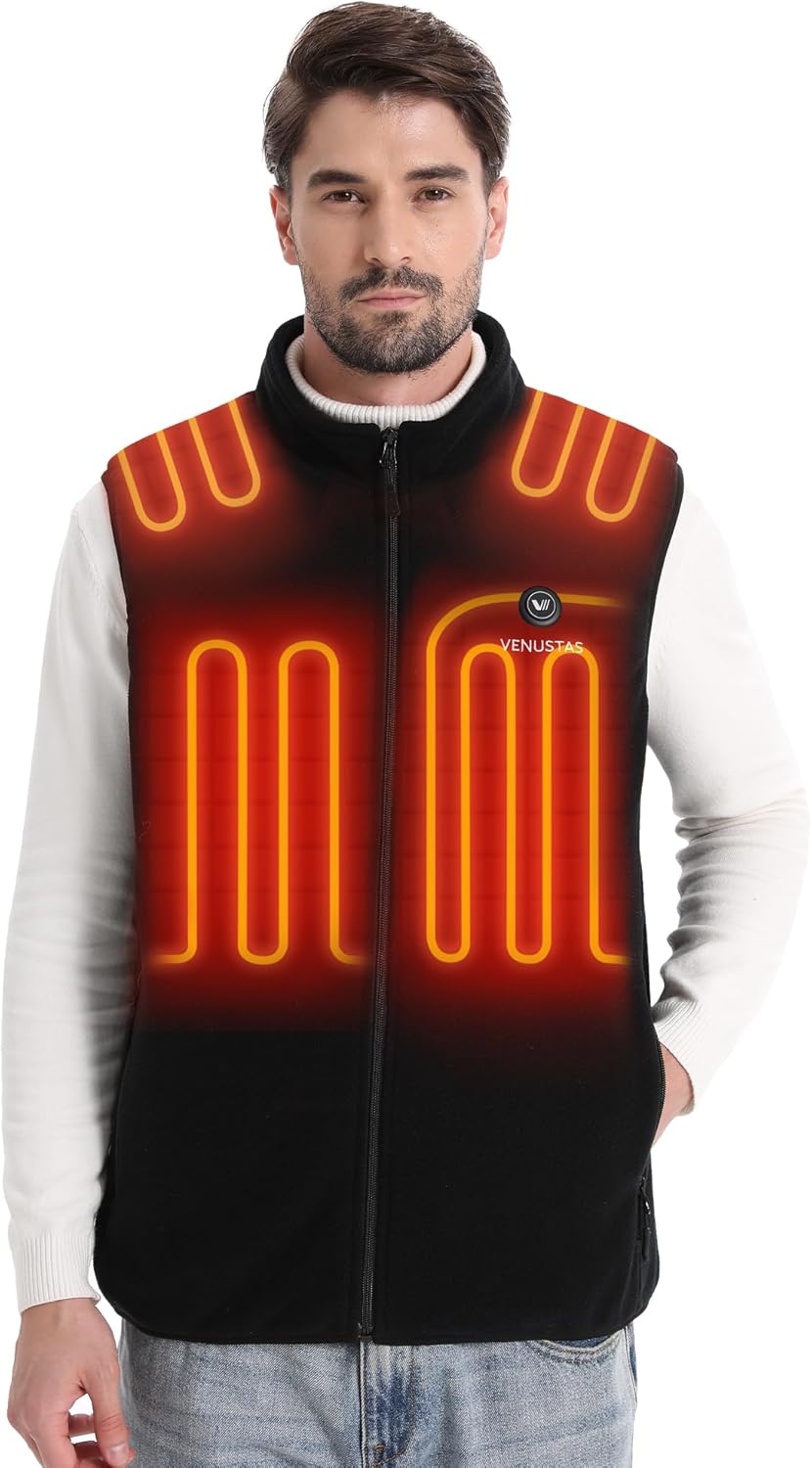 Venustas Men's Heated Vest, Special Fleece Heated Vest with Battery Pack 7.4V, I...