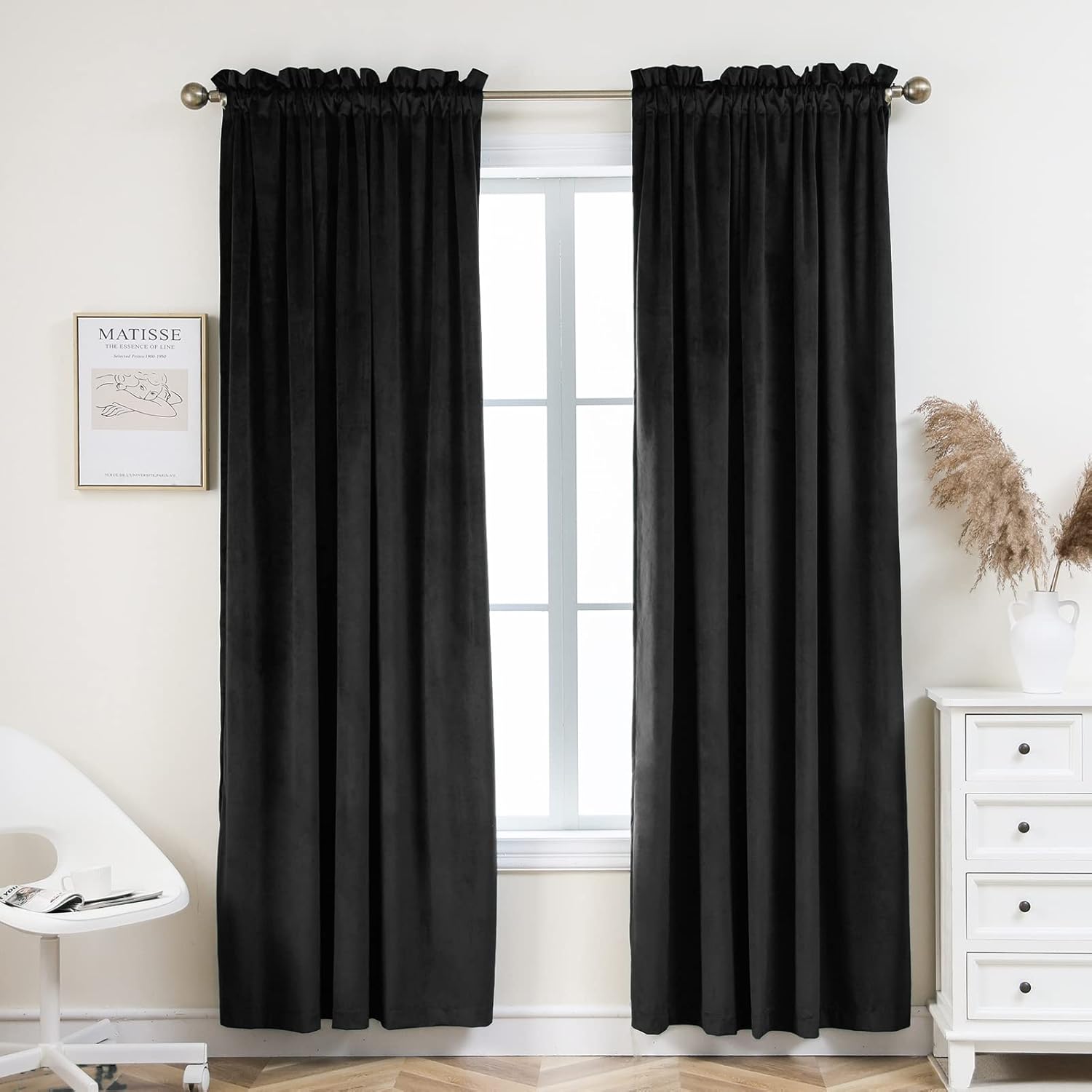 PLEASANT BOULEVARD Velvet Curtains [2 Panels] Heavy Blackout Window Drapes with...