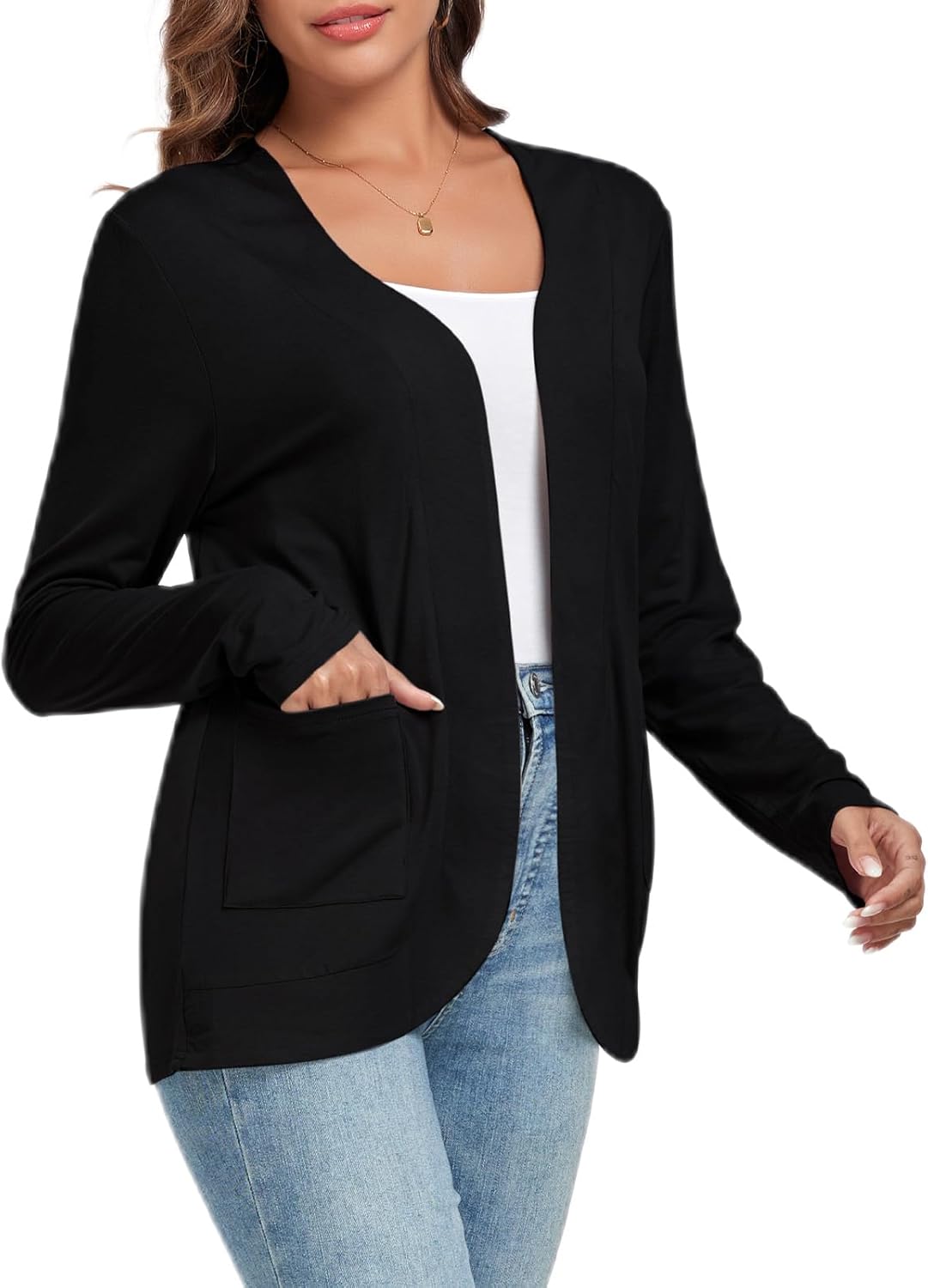 TownCat Women’s Lightweight Cardigan with Pockets Long Sleeve Open Front Cardiga...