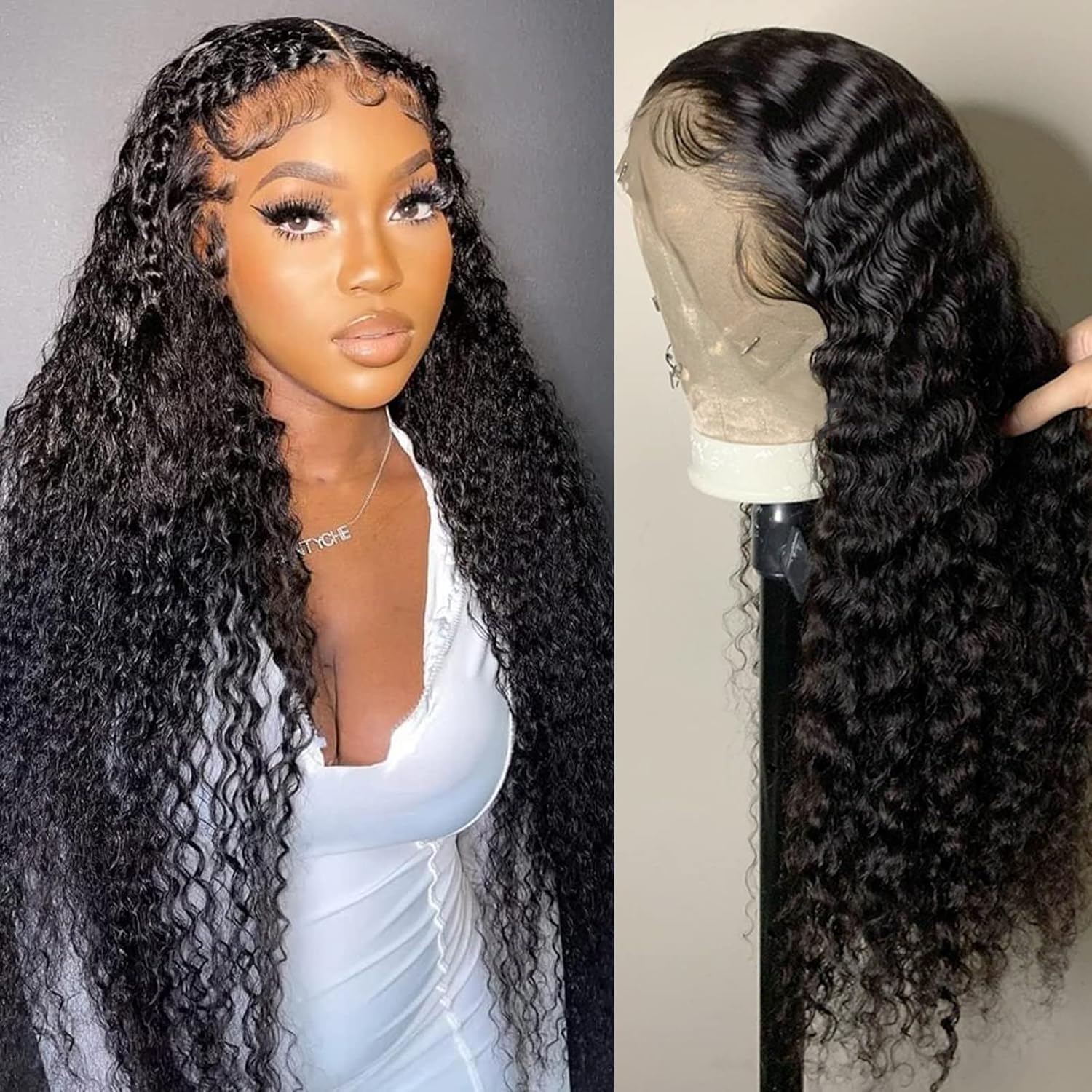 Deep Wave Lace Front Wigs Human Hair Wigs for Women 13x4 HD Transparent Deep Cur...