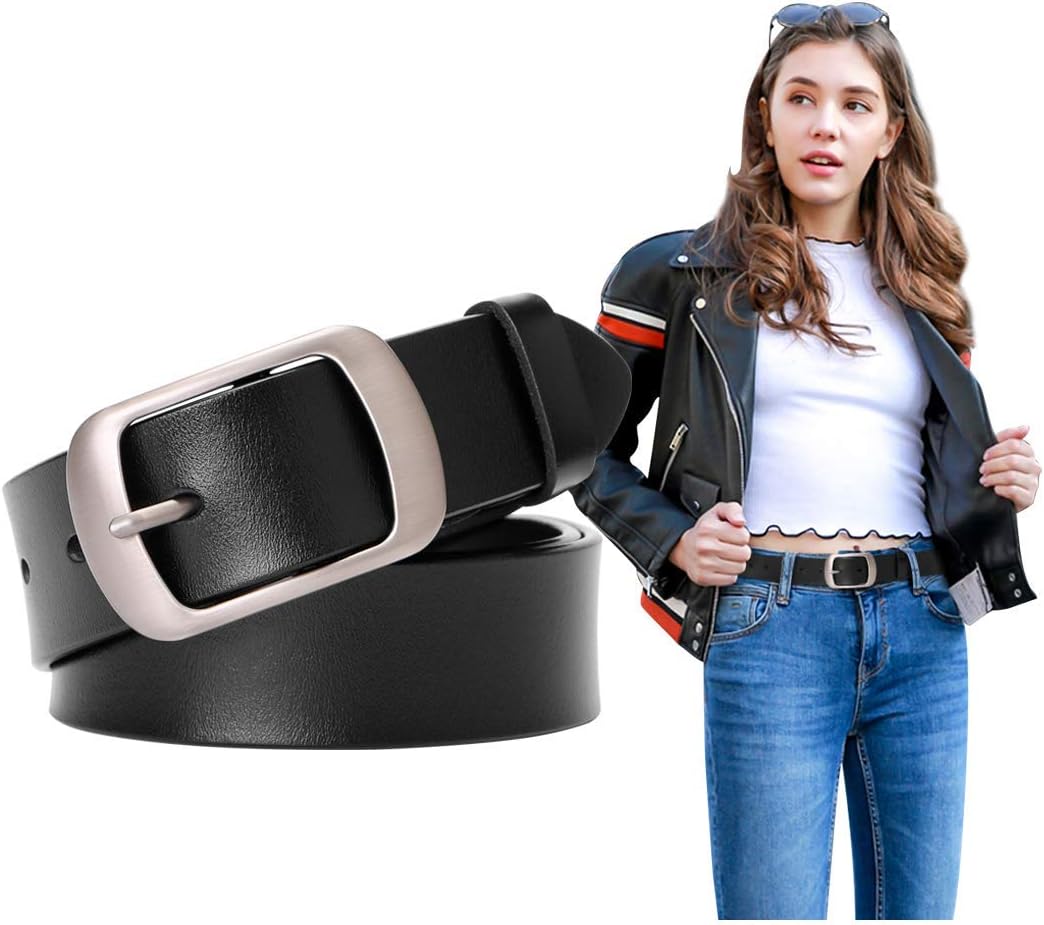 SUOSDEY Fashion Womens Leather Belt, Soft Leather Waist Belt with Pin Buckle for...