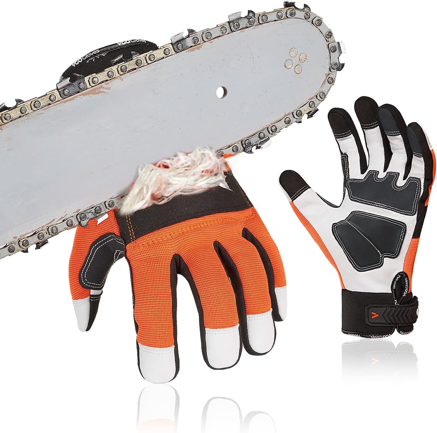 Vgo... Chainsaw Gloves, Special Safety Forestry Work Gloves with 12-Layer Protec...