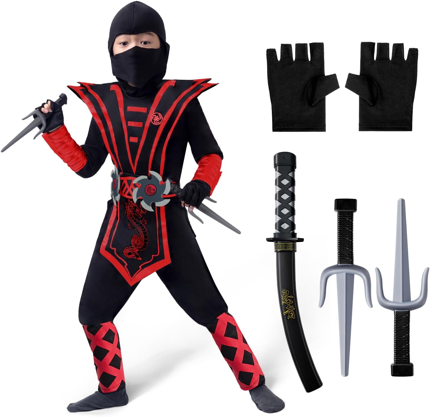 Spooktacular Creations Ninja Costume for Kids, Special Ninja Costume Set with Si...