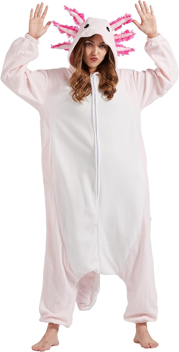 DELEY Unisex Axolotl Costume, Special Adult Onesie with One Piece Pajamas, Innov...