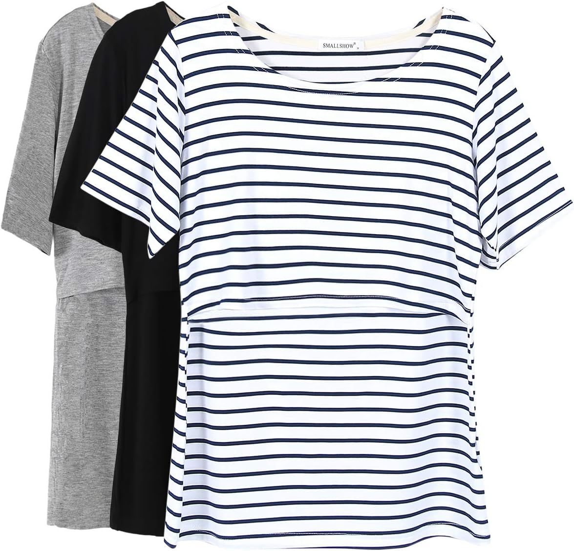 Smallshow Women's Maternity Nursing Tops Short Sleeve Breastfeeding Clothes Larg...
