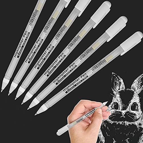 Premium XSG Fine Point White Gel Pen set,Pack of 6, Pens For Artists With 0.8mm...
