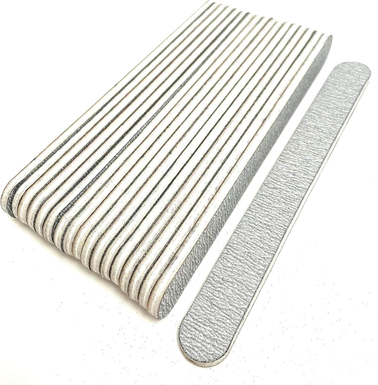 18 PCS, Professional Nail File, 180 Grit Double Sided Emery Board, Straight Zebr...
