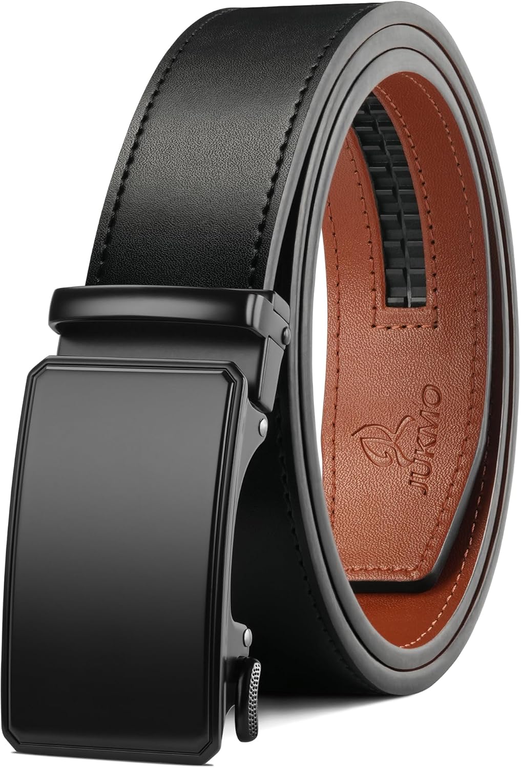 JUKMO Men’s 35mm Leather Ratchet Belt with Original Slide Buckle in Gift Box S-2...