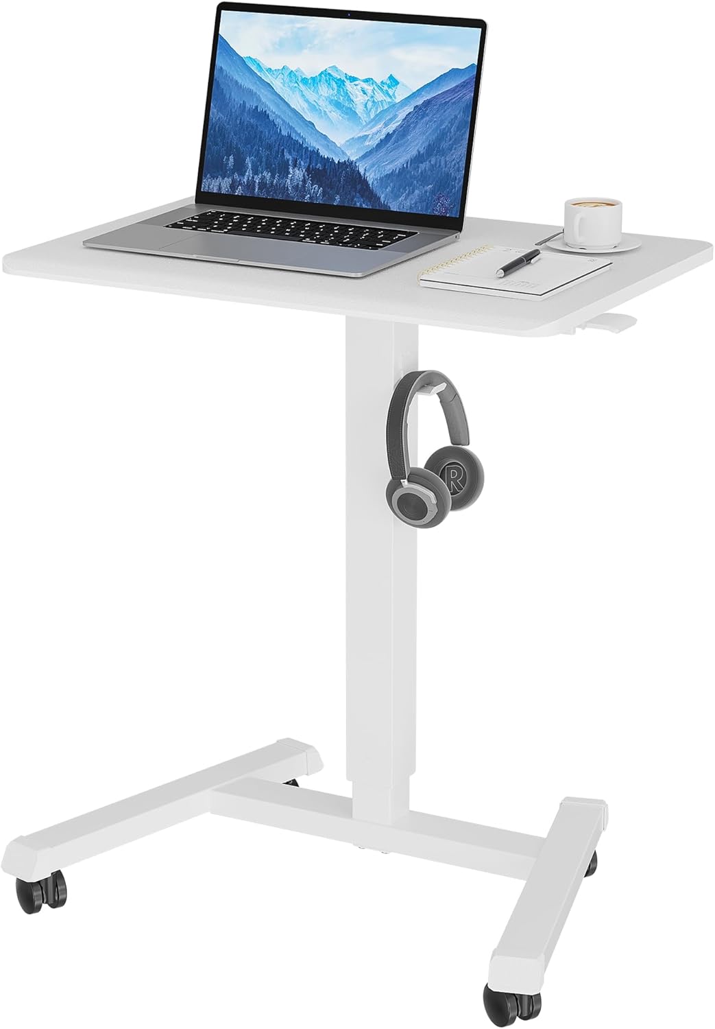 BONTEC 25.6" x 17.7" Mobile Standing Desk, Gas Spring Mobile Stand Up Desk, Port...
