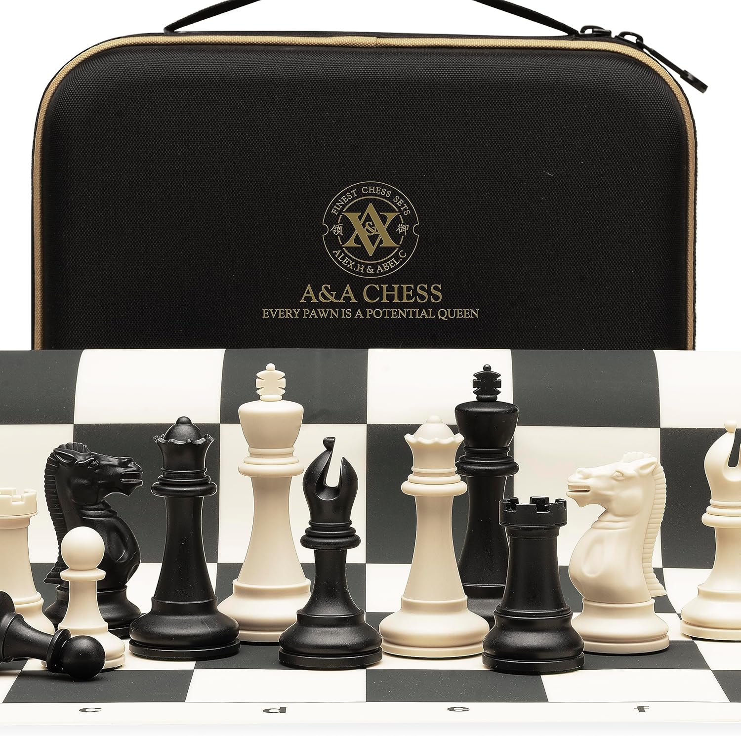 A&A Tournament Chess Set/ 20''x20'' Foldable Silicone Chess Board / 3.75'' King...