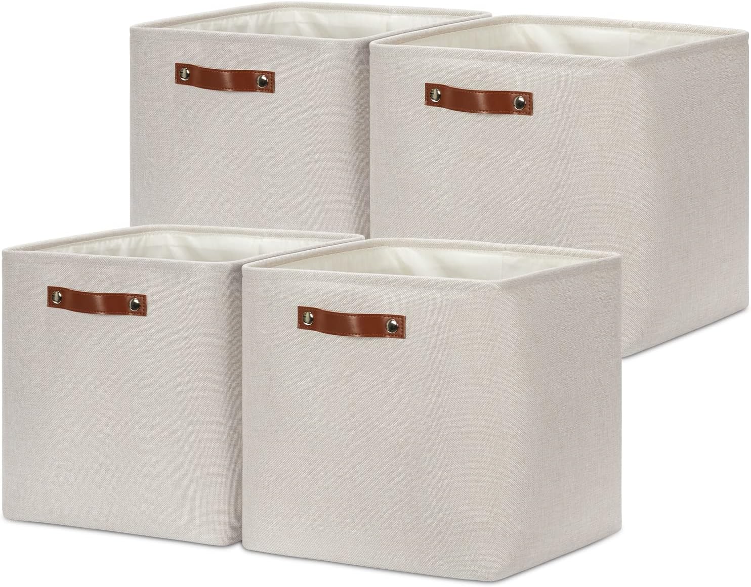 DULLEMELO Storage Bins, 4 Pack Of 13x13x13 Decorative Storage Cube Bins Suit Off...