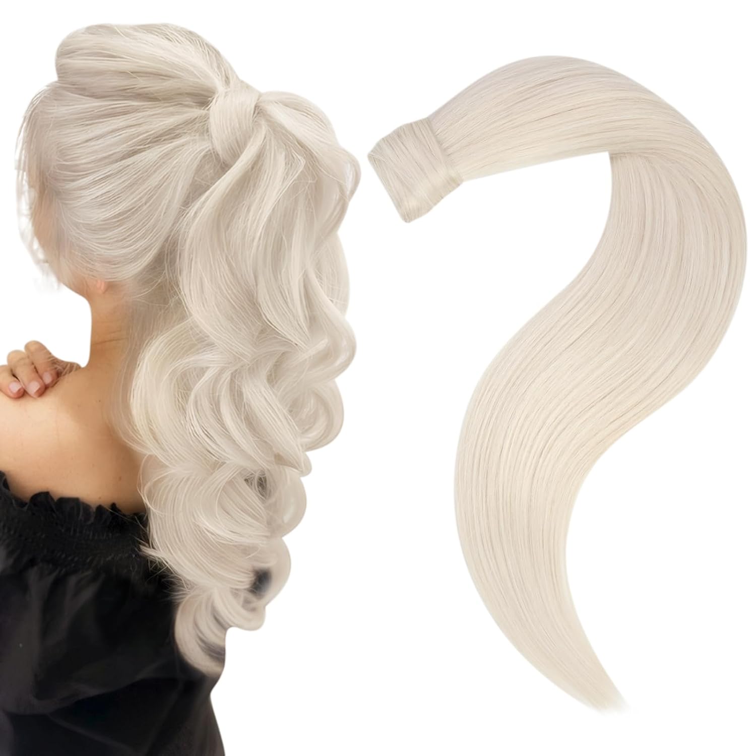 Easyouth Ponytail Extension Human Hair White Blonde Human Hair Ponytail Hair Ext...