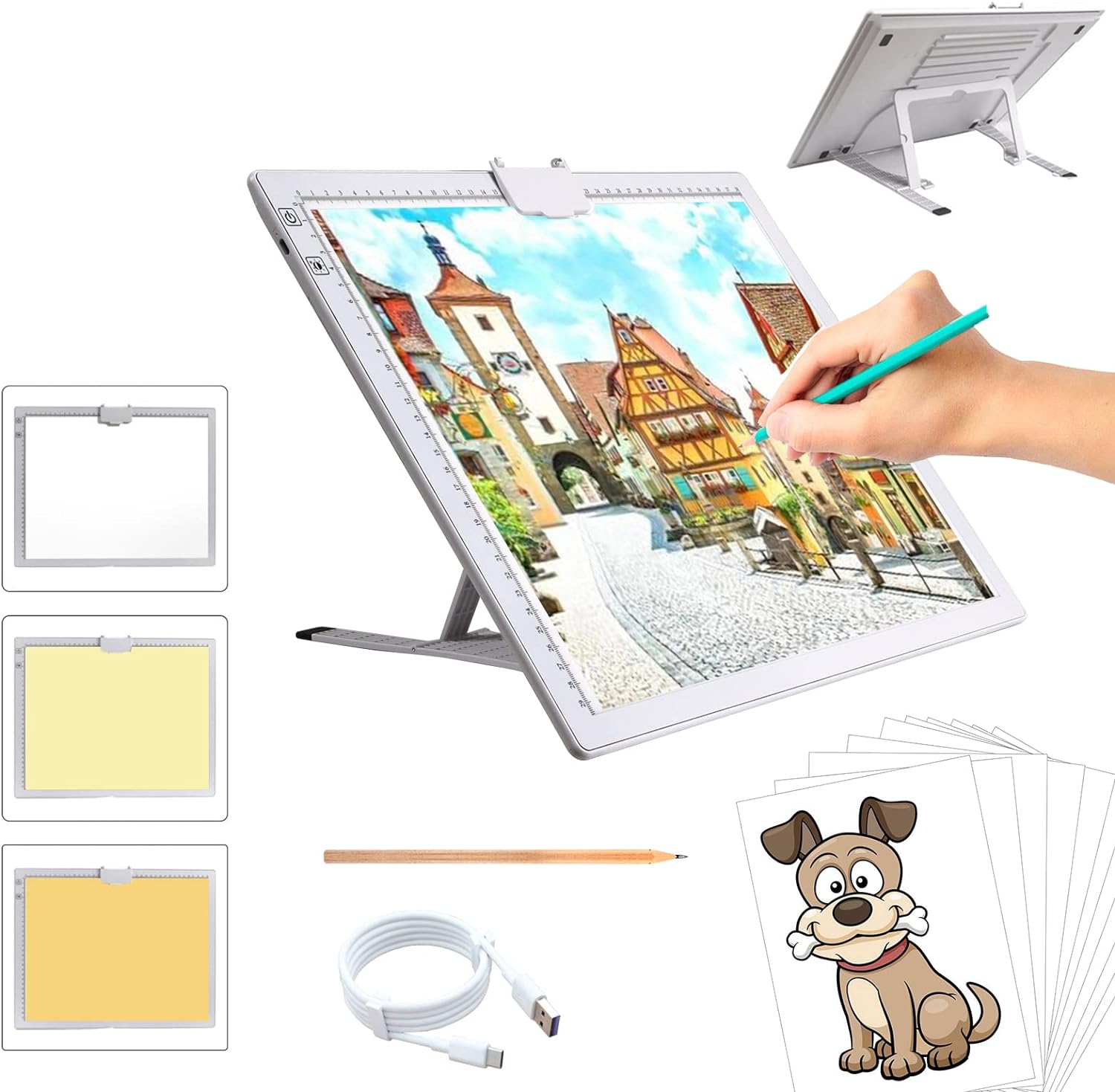 A3 Rechargeable Light Pad, TOHETO 2500mAh Battery Powered Light Board with Stand...