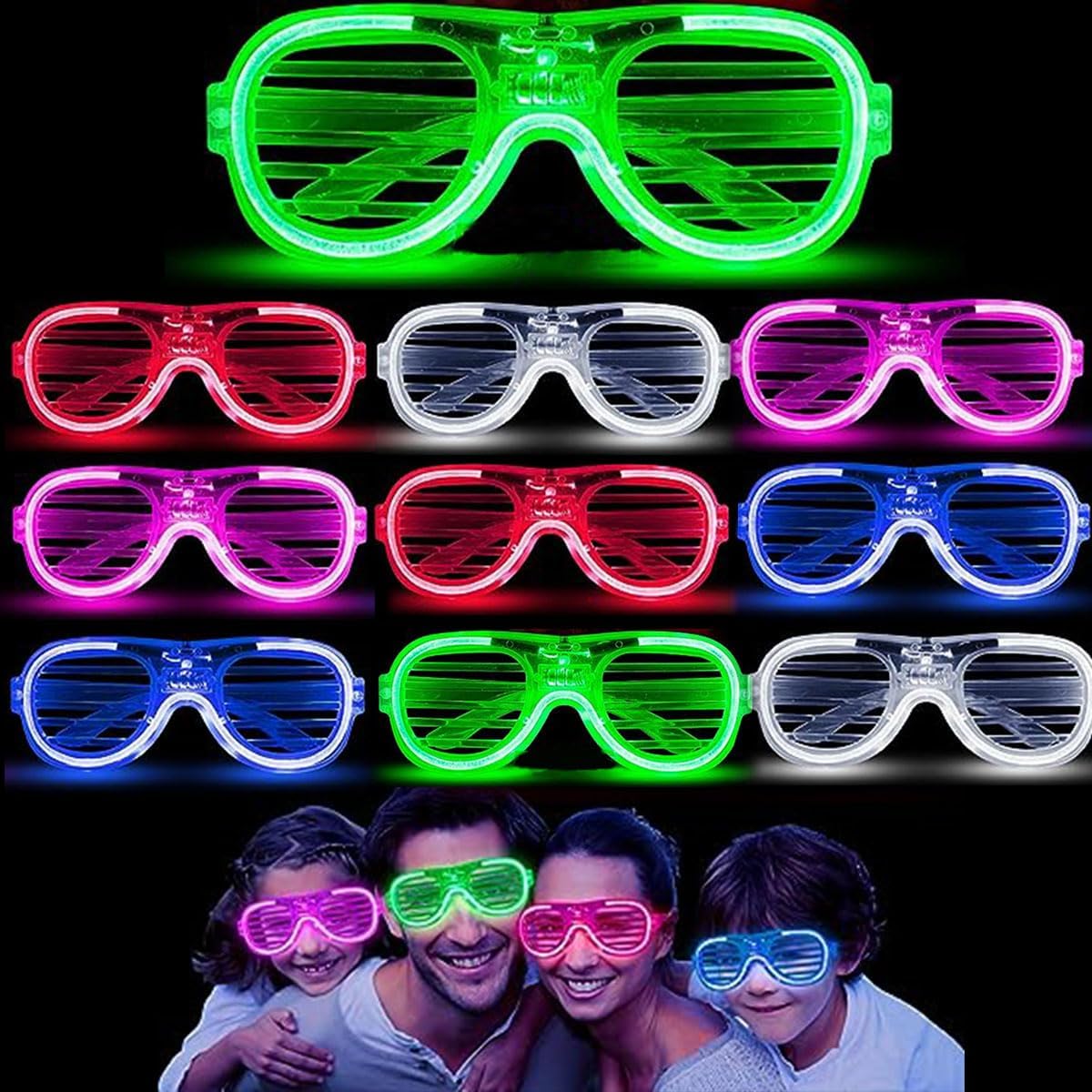 Kovim Neon Glasses - Led Light up Shutter Glasses Flashing Sunglasses for Kids A...